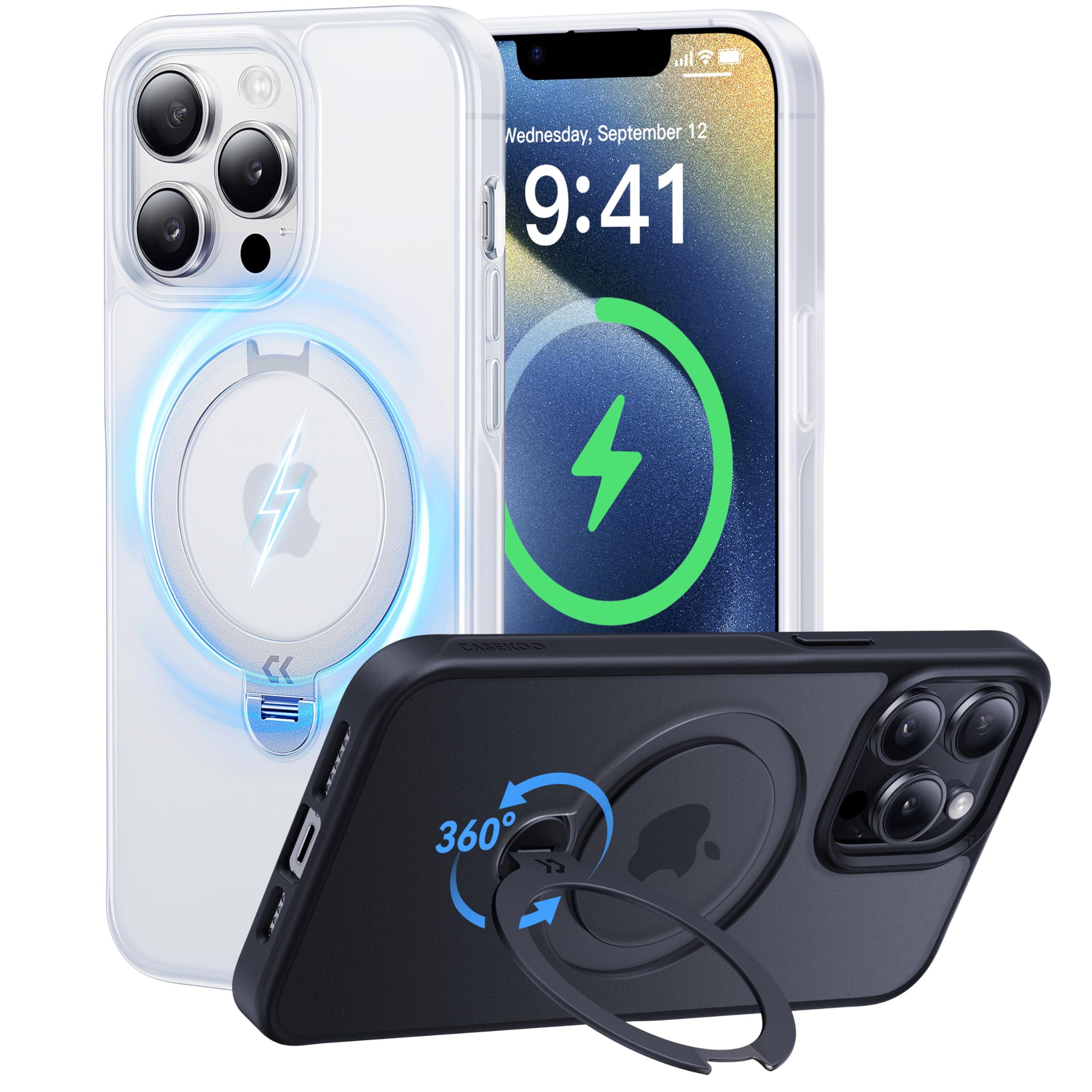 Casekoo Patented 360 Spin Magnetic Stand For Iphone 13 Pro Max Case [Military Drop Protection] [Compatible With Magsafe] Matte S