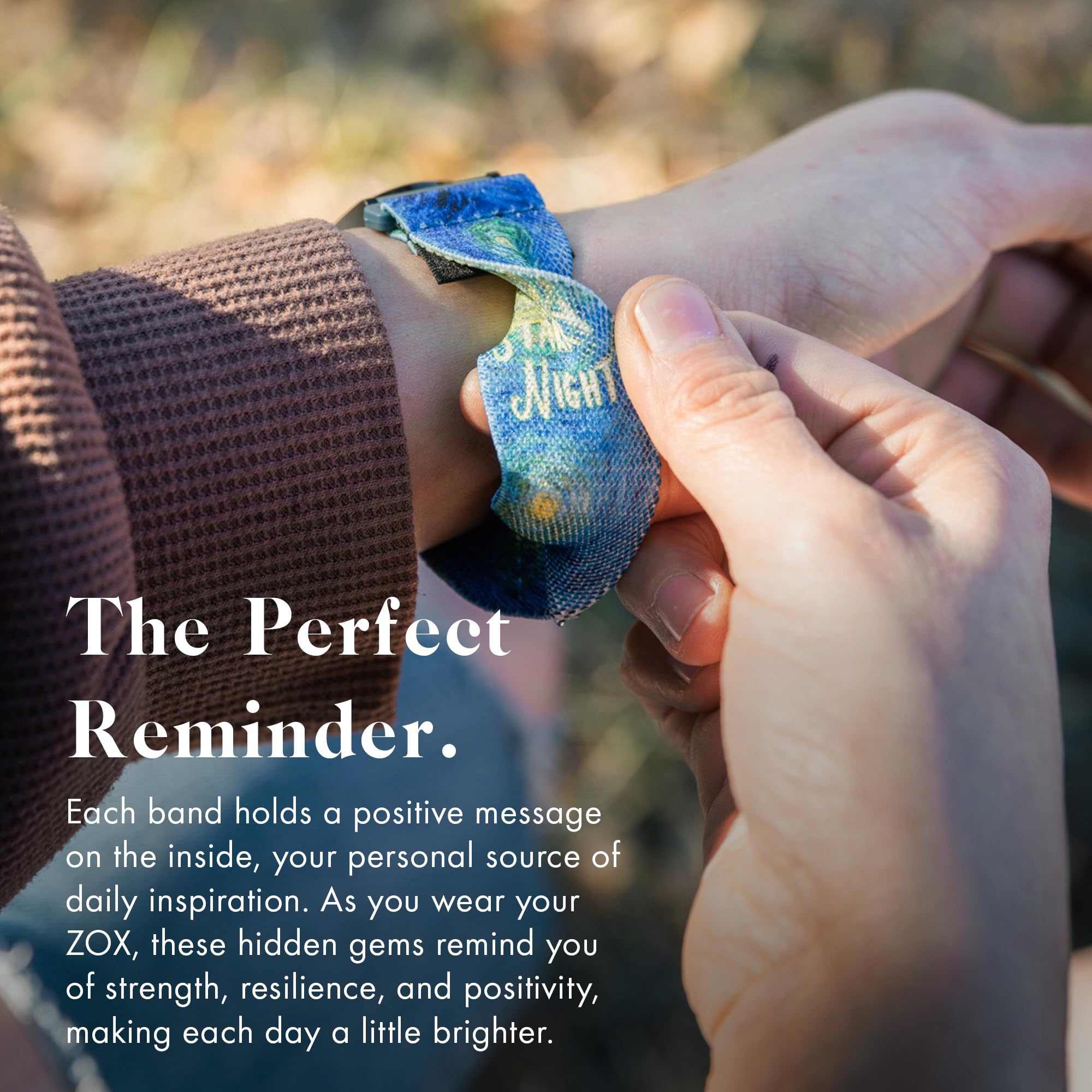 Zox Android Smart Watch Band - Starry Night | Soft, Adjustable Elastic Band With Motivational Affirmations And Beautiful Artwork