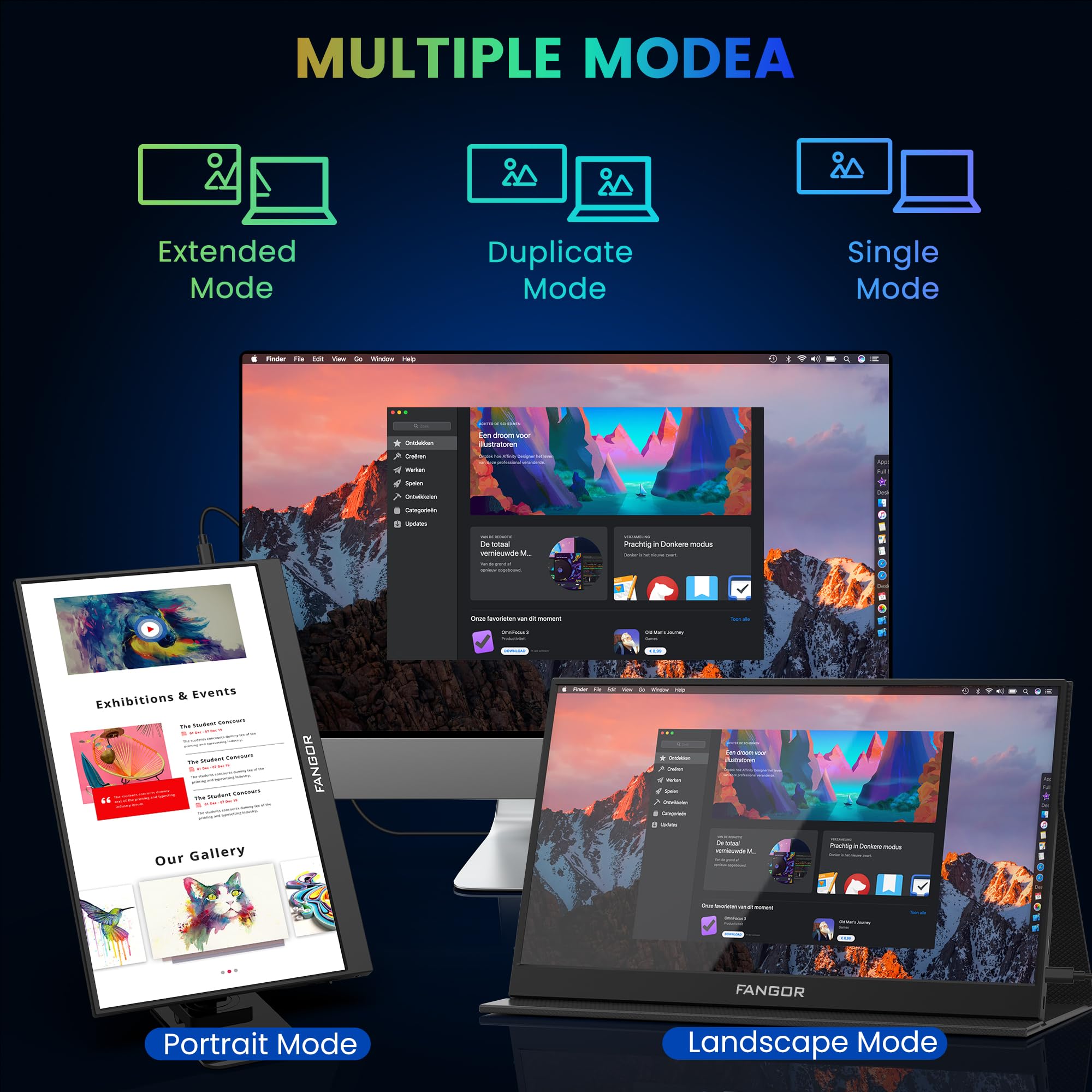 Fangor Portable Monitor, 15.6'' Fhd 1080P Travel Monitor For Laptop, Ultra Slim Hdr Ips Computer Gaming Display, Usb C Hdmi Scre