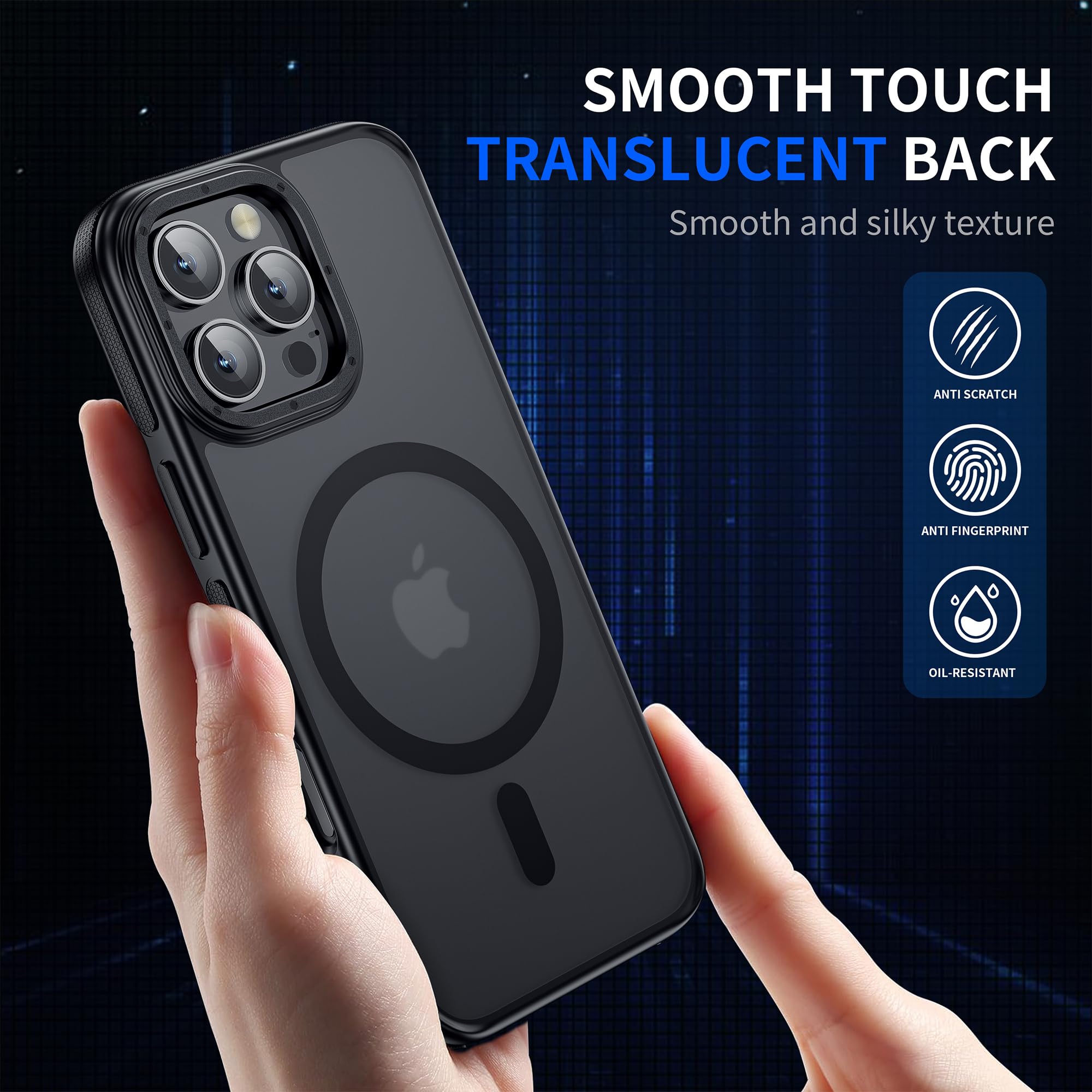 Yzoiko Strong Magnetic Case For Iphone 16 Pro Max [2 Tempered Glass Screen Protectors] Compatible With Magsafe Shockproof Slim T