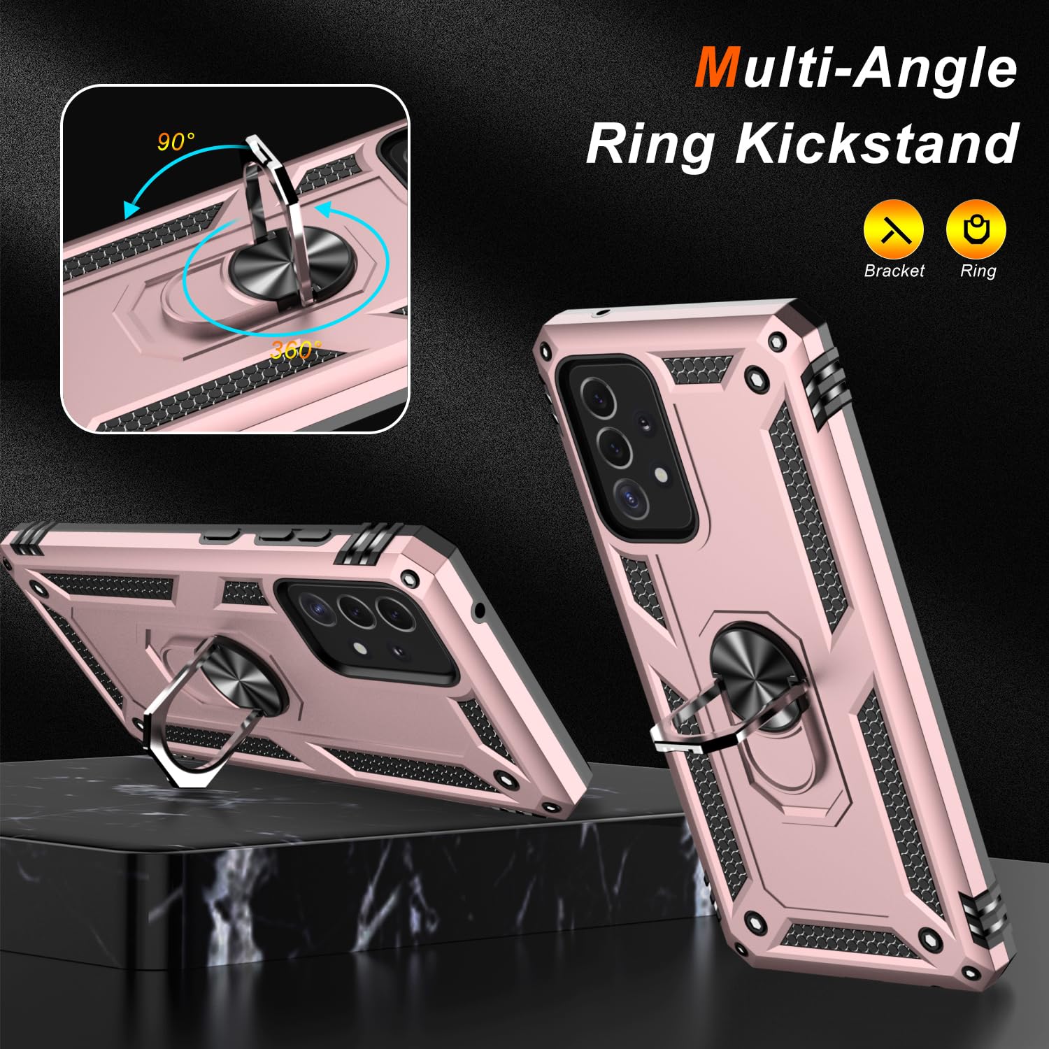 Lumarke For Galaxy A53 Case With Screen Protector,Pass 16Ft. Drop Tested Military Grade Protective Phone Cover With Magnetic Rin