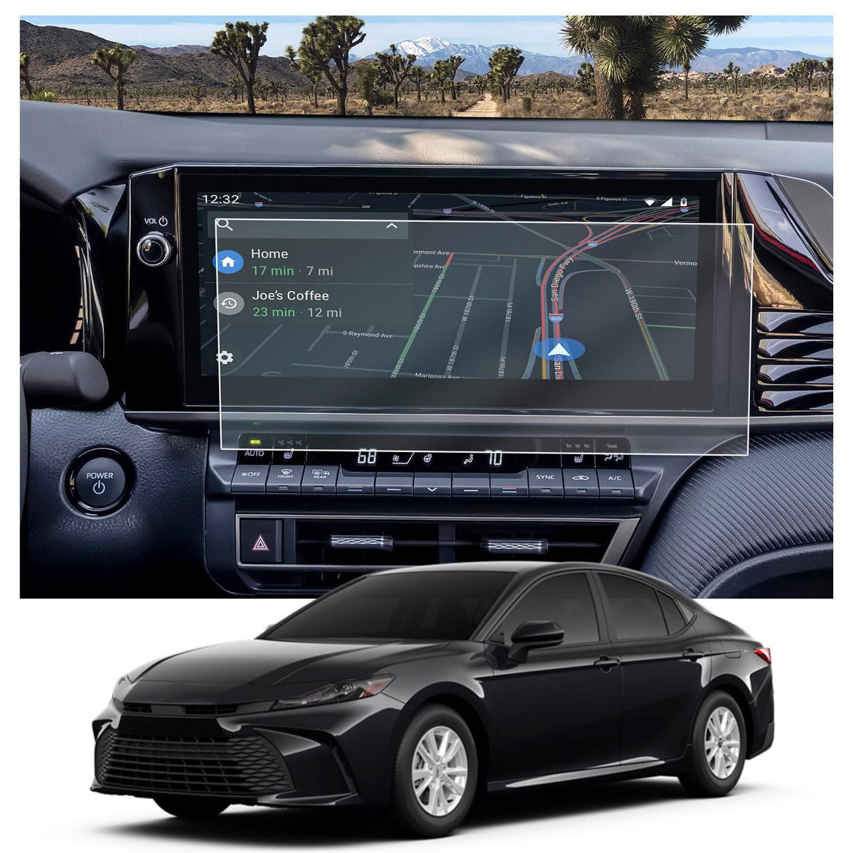 Cdefg 2 Pack For 2025 Toyota Camry 12.3” Screen Protector For 2025 Toyota Camry Xse/Xle Accessories Center Touch Screen Protector Car Display Guard (12.3-Inch)