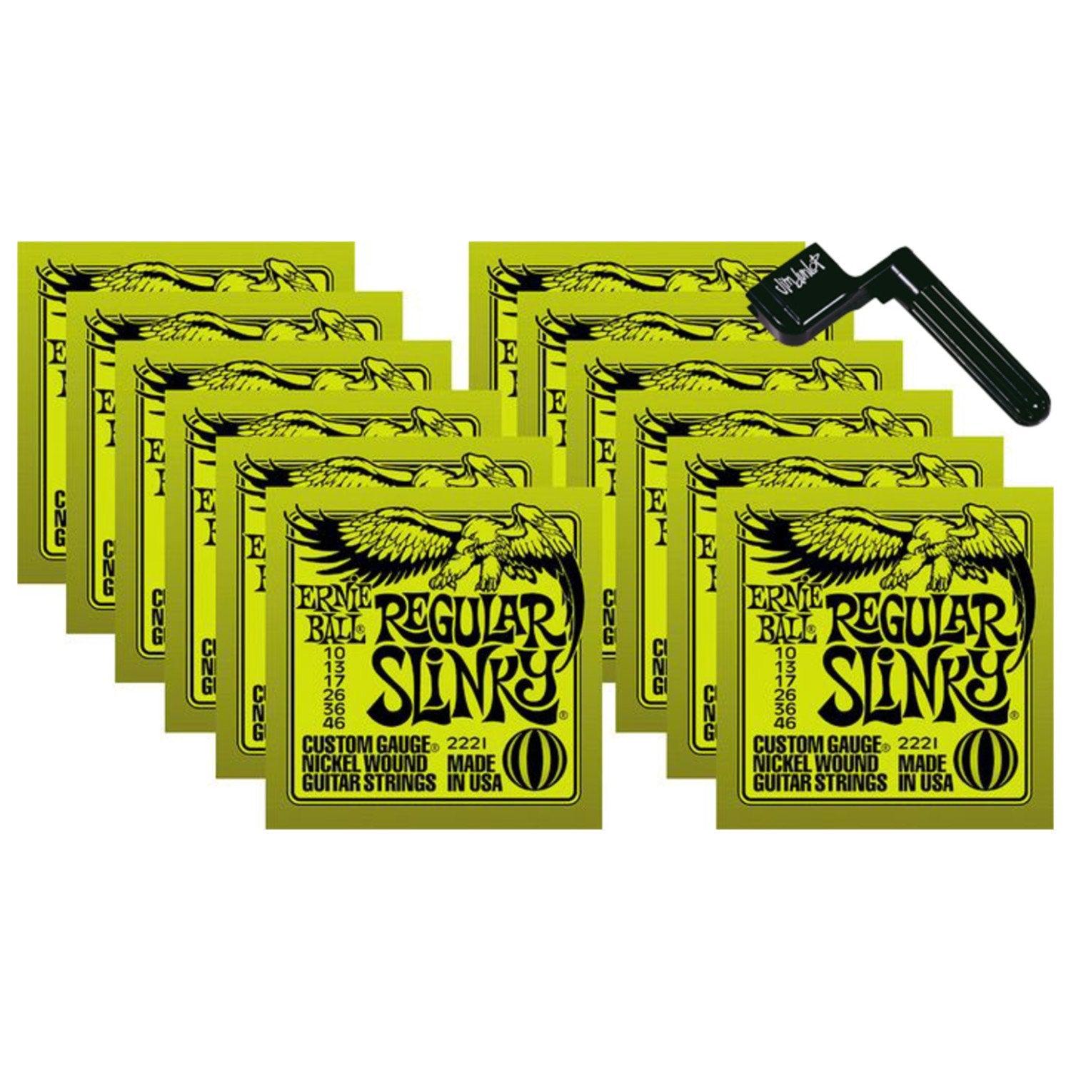 12 Sets Of Ernie Ball 2221 Nickel Regular Slinky Electric Strings (10 46) W/Fre