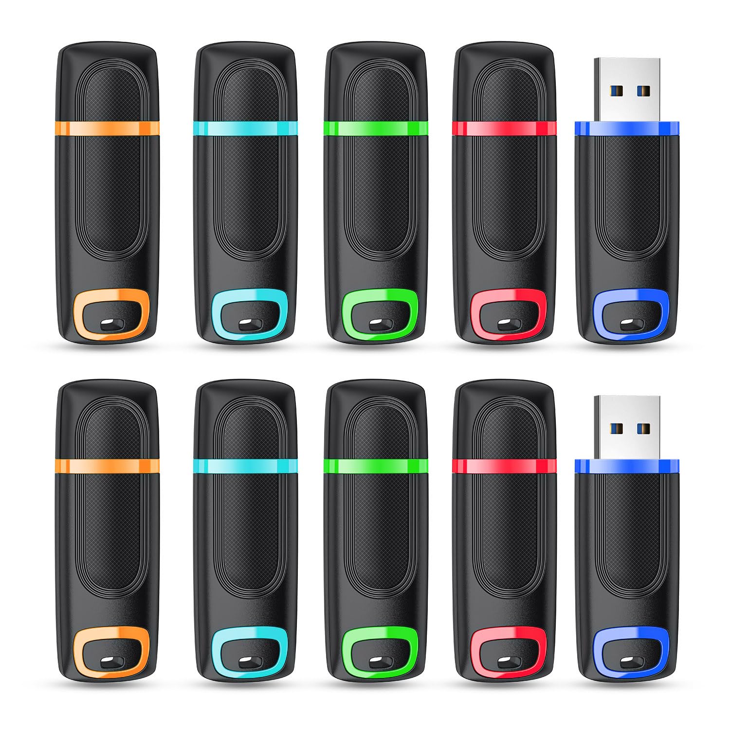 Raoyi 10 Pack 64Gb Usb 2.0 Flash Drive Thumb Drive Memory Stick Jump Drive Zip Drive For Data Storage And Backup (Mix Colors : Cyan Orange Red Blue Green)