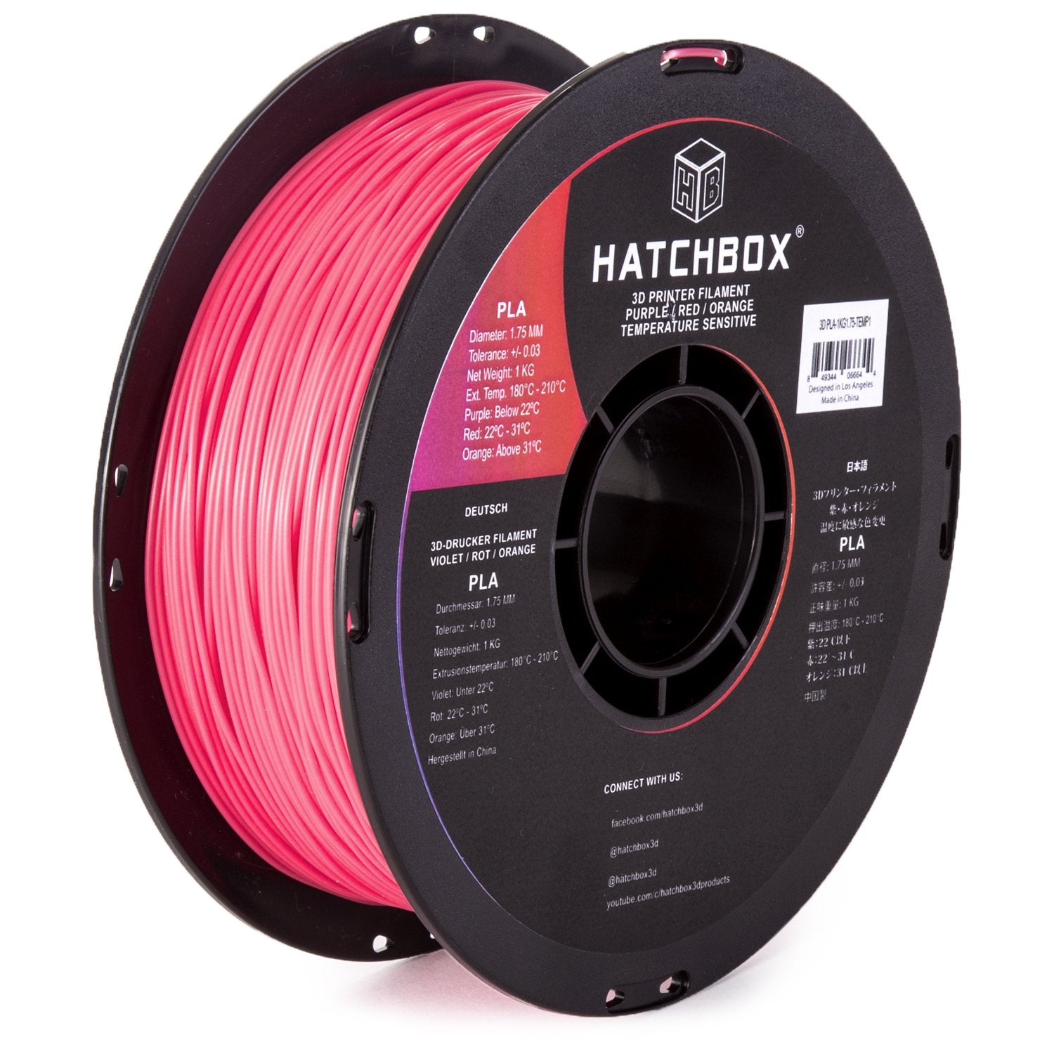 HATCHBOX Temperature Color Changing PLA 3D Printer Filament, Dimensional Accuracy +/- 0.03 mm, 1 kg Spool, 1.75 mm