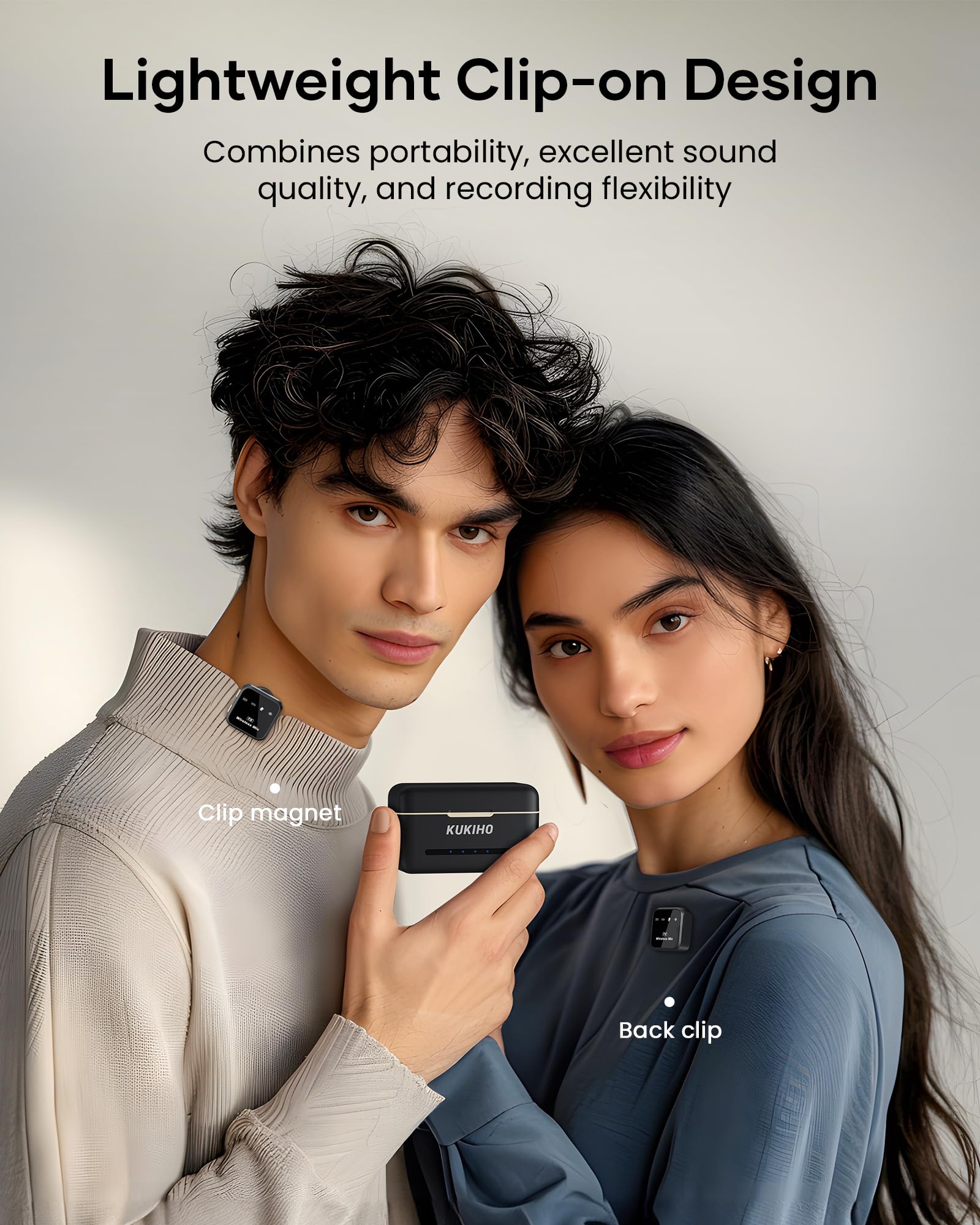 Wireless Lavalier Microphone For Iphone Ipad Android With Charging Case 80H Battery Life, Noise Cancellation, 164Ft Range Plug P