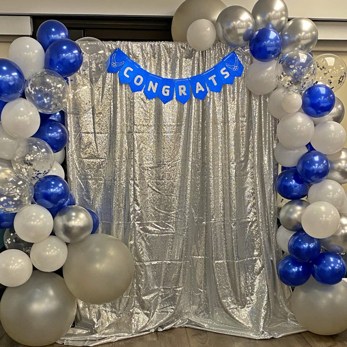 Poise3Ehome Silver Sequin Backdrop Curtain, 10Ft X 10Ft Silver Glitter Backdrop Curtains, Sequence Xmas Thanksgiving Backdrop Dr