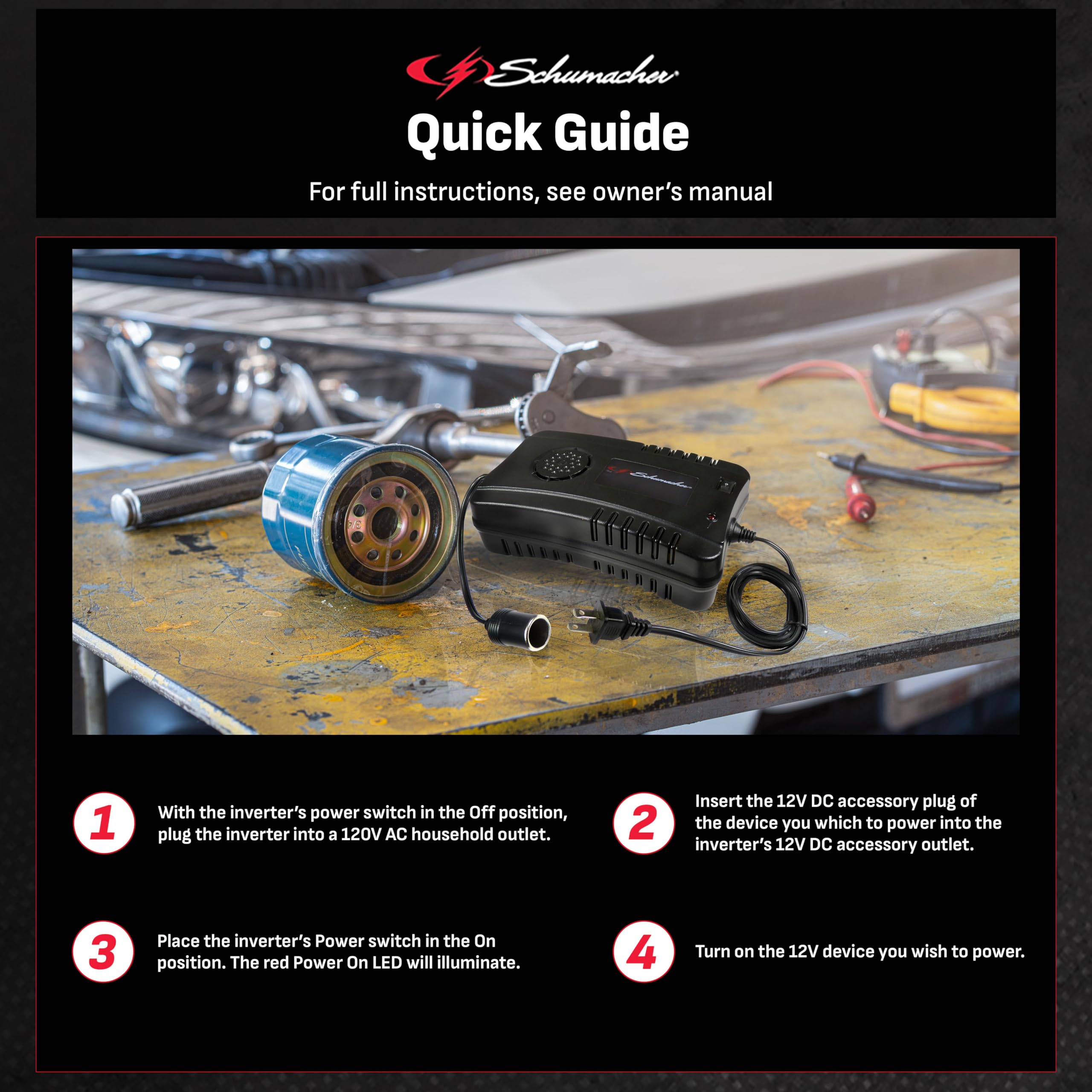 Schumacher 1216 200W 15A Ac To Dc Power Inverter   12V Dc Accessory Outlet   Led Indicator   Ideal For Running Mobile Devices, 1