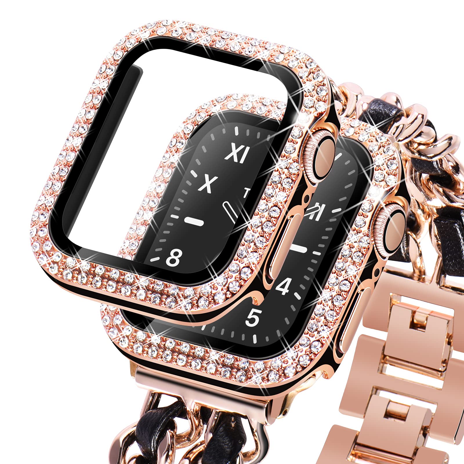 Kades Compatible For Bling Apple Watch Protective Case With Built In Screen Protector For Apple Watch 41Mm Series 9 Series8 Seri