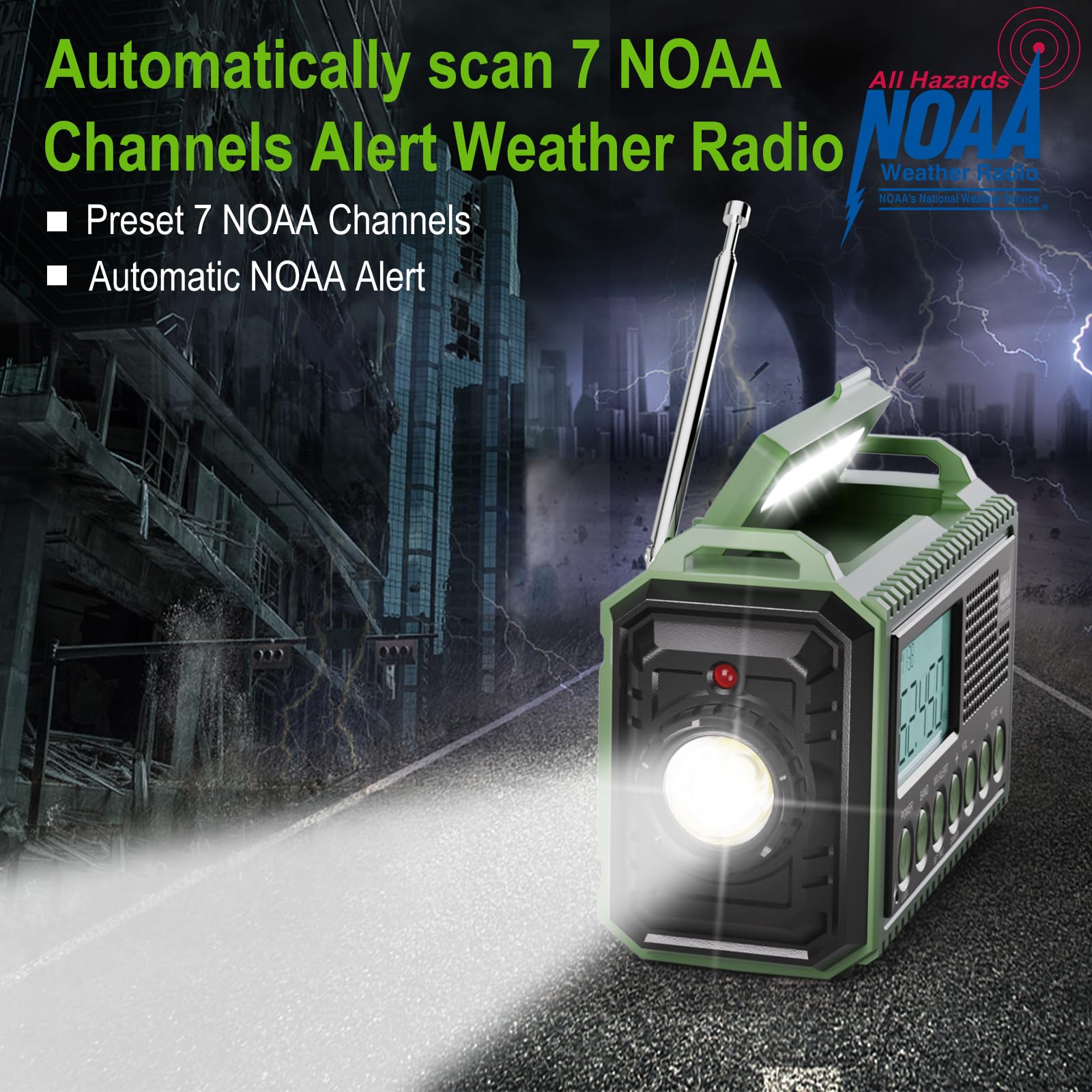 Emergency Radio Raynic Upgraded 12000 Weather Radio Solar Hand Crank Am/Fm/Sw/Noaa Weather Alert Radio With Cellphone Charger, H