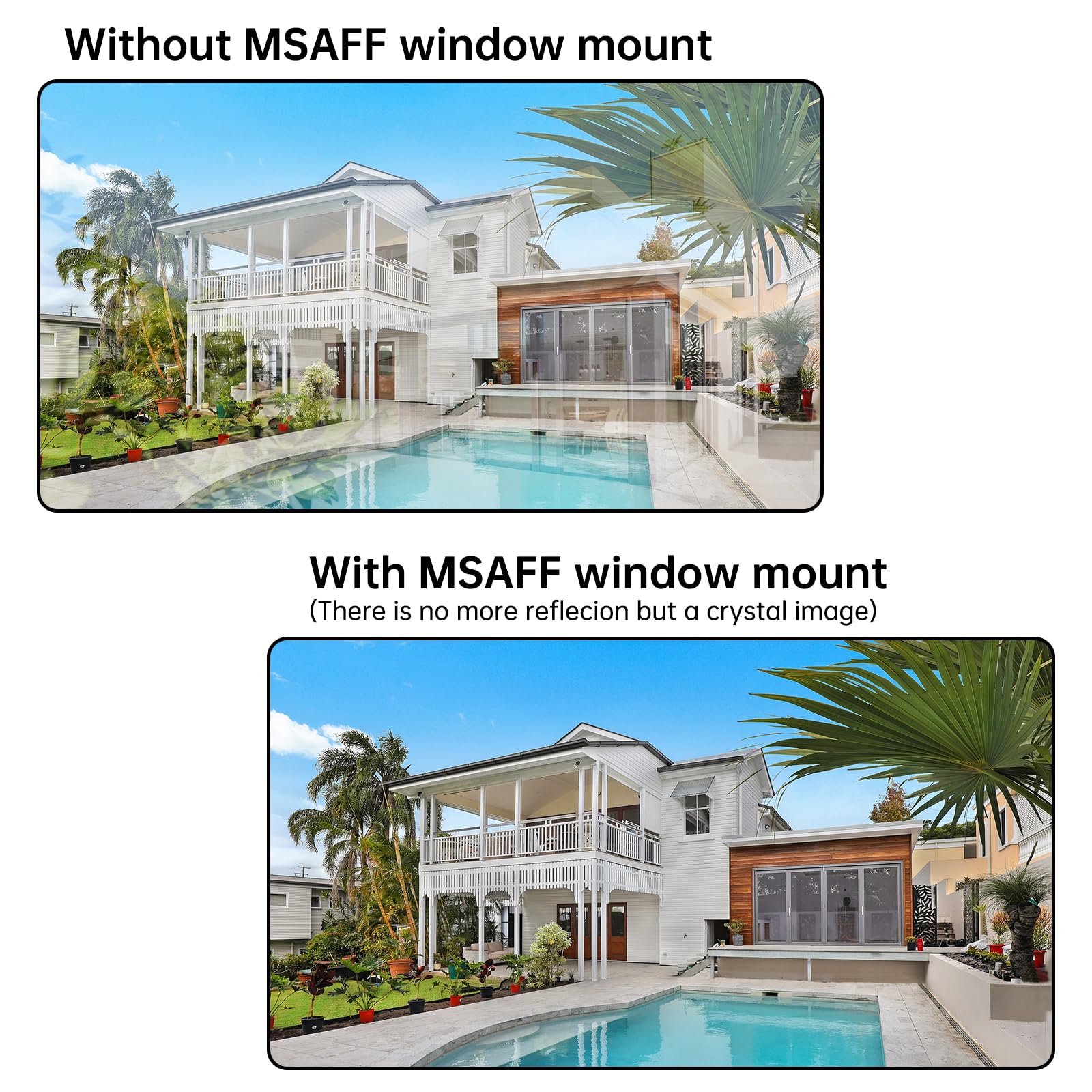 Msaff Window Mount For Wyze Cam V3/V3 Pro/V4, Angle Tilt (Up/Down/Left/Right), No Screws, No Reflections, Glass Windows/Doors Br