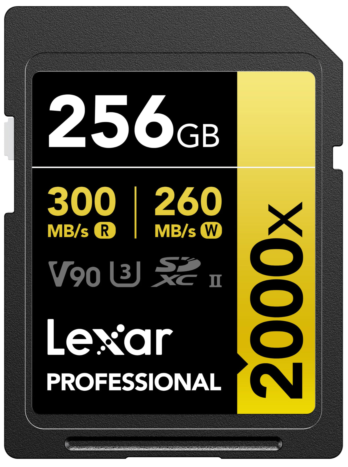 Lexar 256GB Professional 2000x SDXC Memory Card, UHS-II, C10, U3, V90, Full-HD & 8K Video, Up To 300MB/s Read, for DSLR, Cinema-Quality Video Cameras (LSD2000256G-BNNNU)