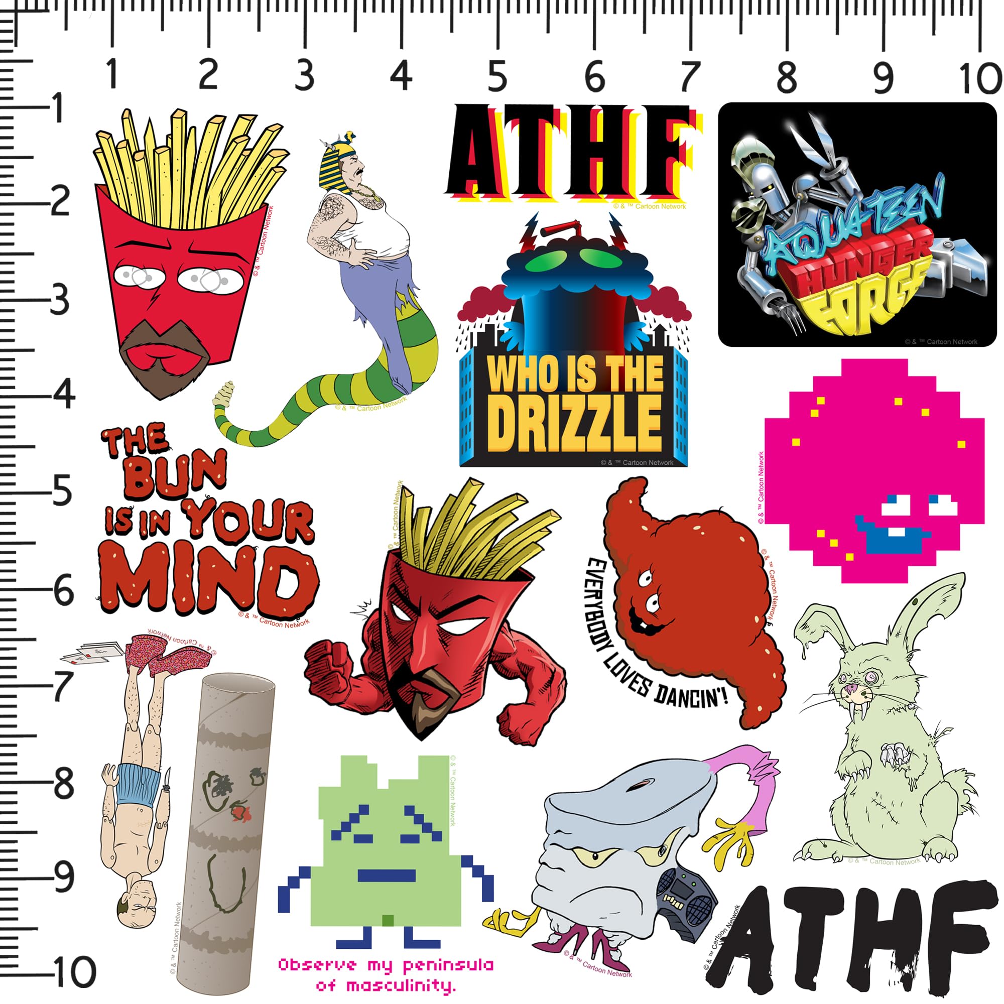 Aqua Teen Hunger Force Variety 50Ct Vinyl Large Deluxe Stickers Variety Pack   Laptop, Water Bottle, Scrapbooking, Tablet, Skate