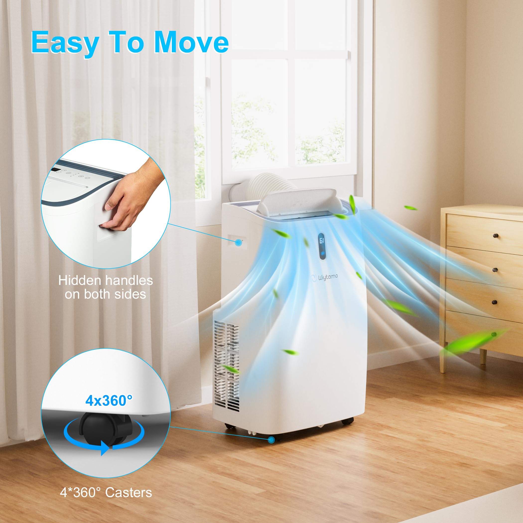 Wiytamo 14,000 Btu Portable Air Conditioners For Room Up To 700 Sq.Ft, Cool, Heat, Dehumidifier & Fan 4 In 1 Portable Ac Unit, R
