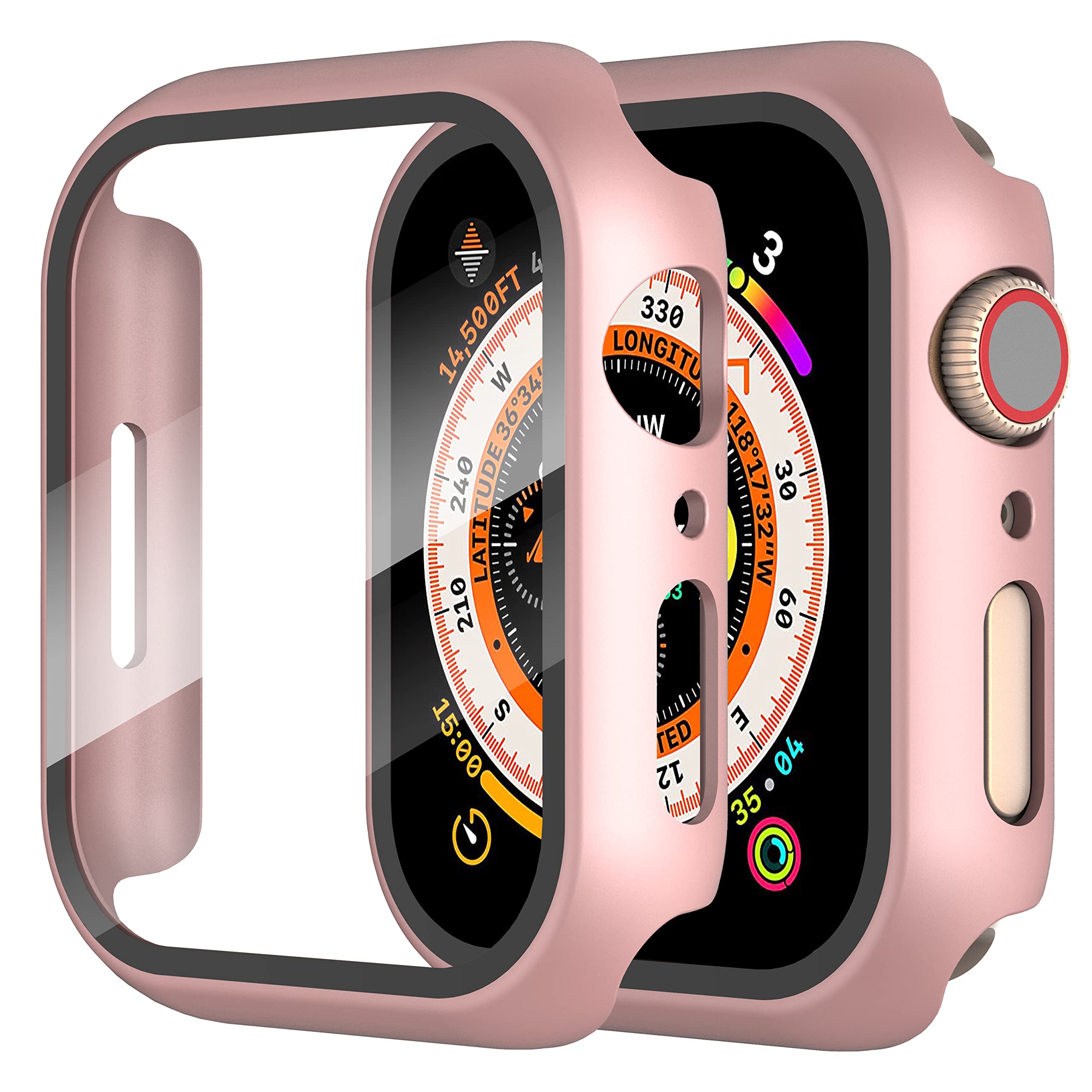 Diruite 2 Pack For Apple Watch Series 8/7/6/5/4/Series Se/Se 2 44Mm All Around Screen Protector Case, Tempered Glass Screen Prot