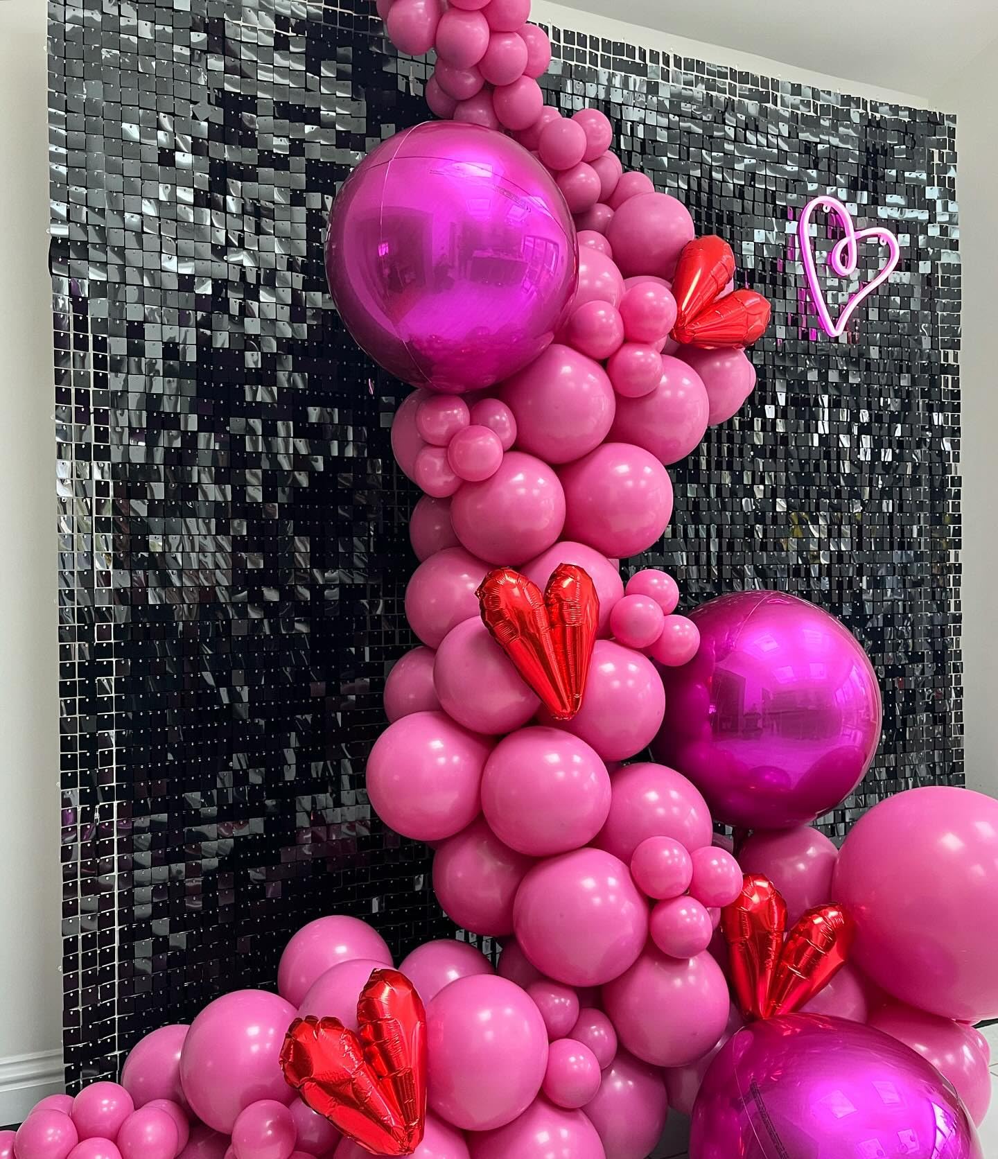 Shimmer Wall Backdrop Pink Square Sequin Wall Panel Backdrop Decor For Wedding, Anniversary, Birthday, Party, 24 Panels