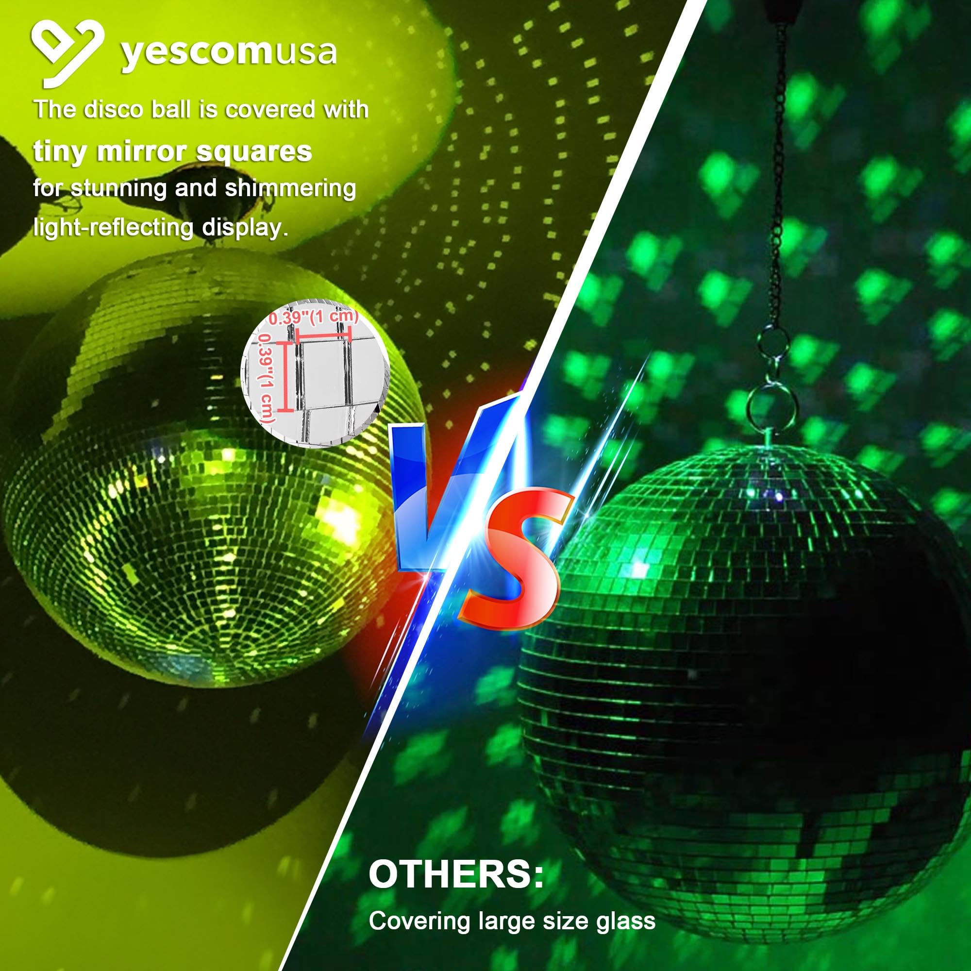 Yescom 16 Inch Disco Mirror Glass Ball, 16  Large Hanging Disco Ball, Dj Dance Club Stage Lighting Home Party Business Window Di
