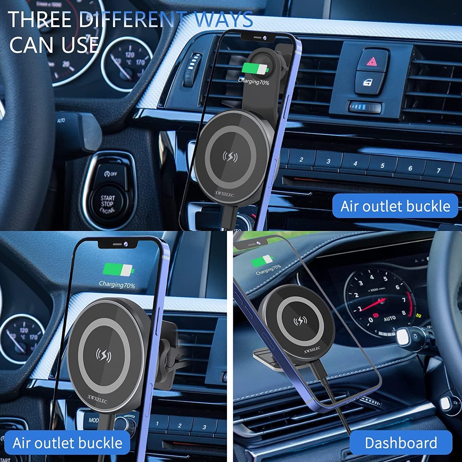 For Magsafe Car Mount Wireless Charger, Super 15W Fast Charging Compatible With Iphone16/15/14/13/12 /Pro/Max/Plus/Mini, Lengthe