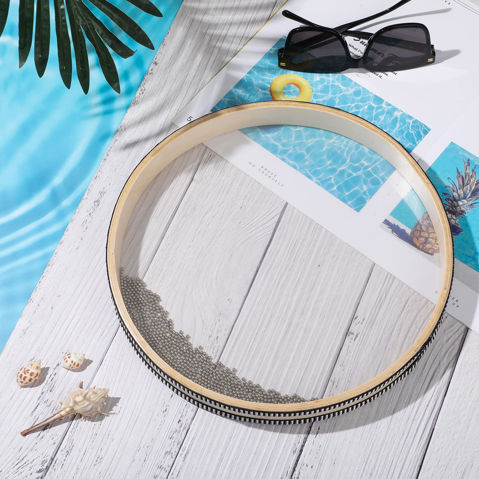 Boao Sea Drum 12 Inches Wave Bead Hand Natural Color Sound Wave With Hardwood Shell Sea Drum Musical Instrument Percussion For H