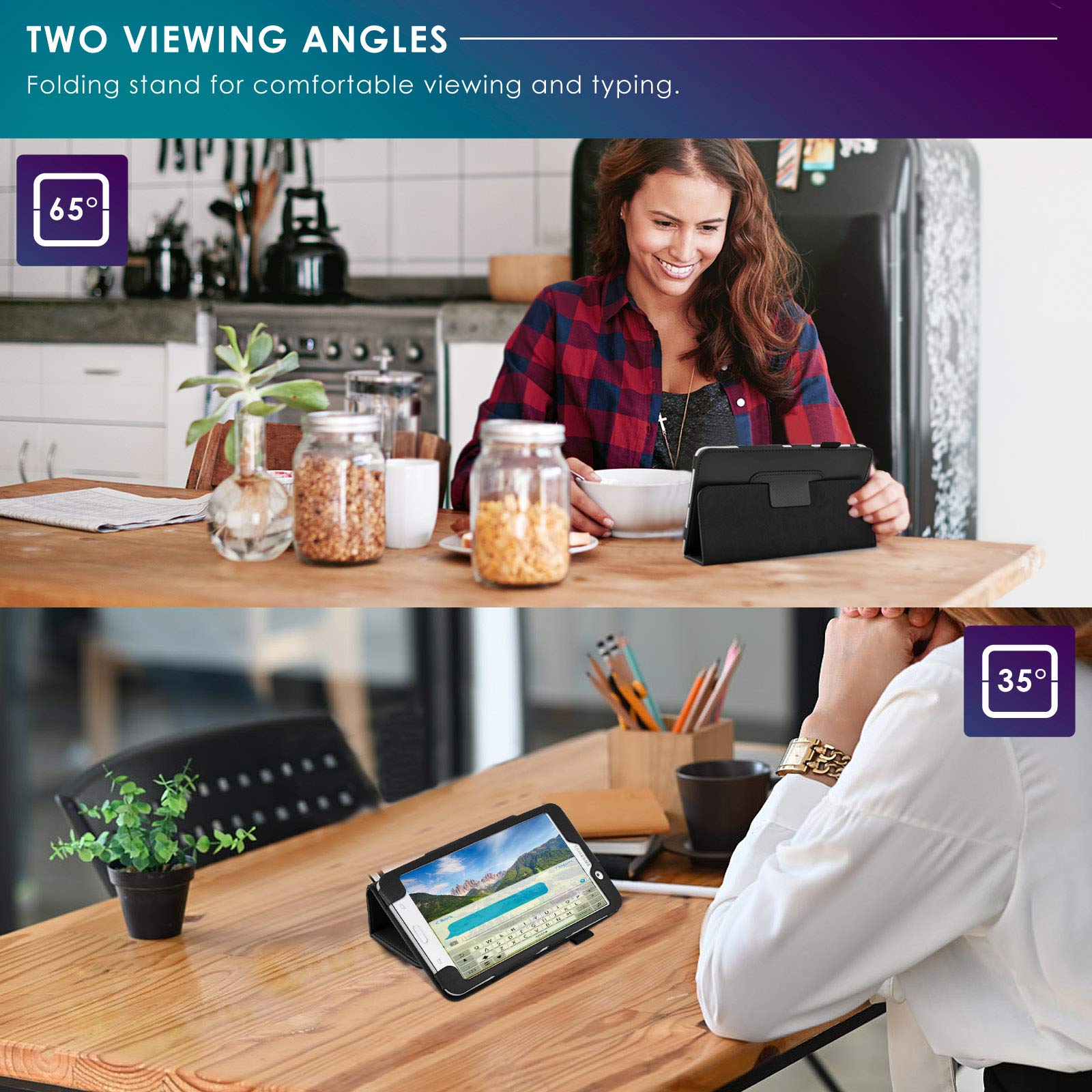 Detuosi Slim Case For Samsung Galaxy Tab 4 7.0'' 2014 (Sm T230/T231/T235), Ultra Thin Lightweight Folio Folding Pu Leather Full