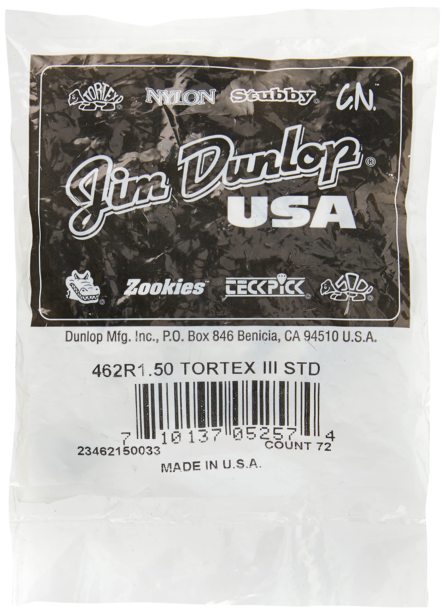 Dunlop 462R1.5 Tortexギ Tiii, White, 1.5Mm, 72/Bag