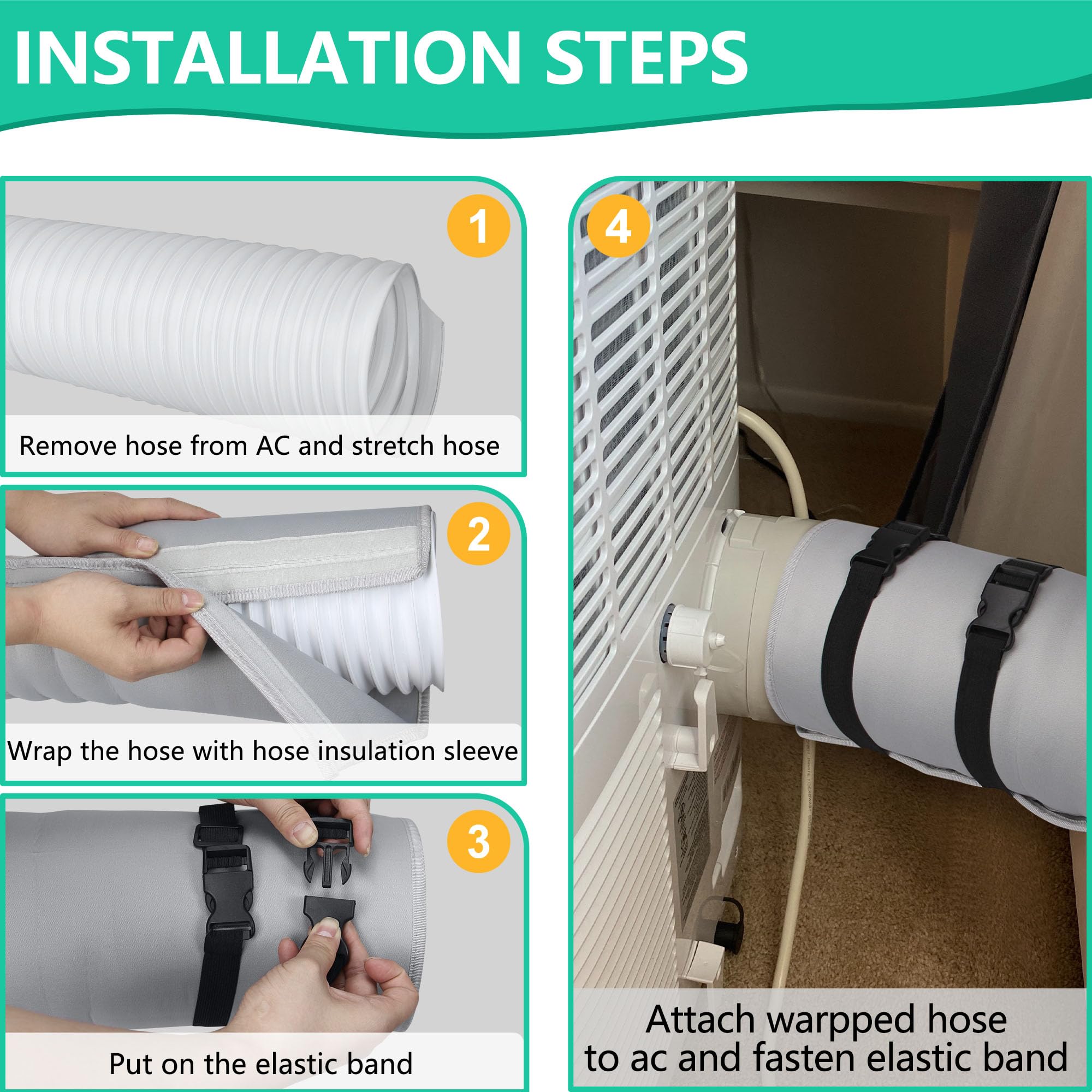 Nuhago Portable Air Conditioner Hose Cover, Portable Ac Hose Duct Vent Insulation Sleeve Ac Hose Insulated Cover Wrap For 5'' &