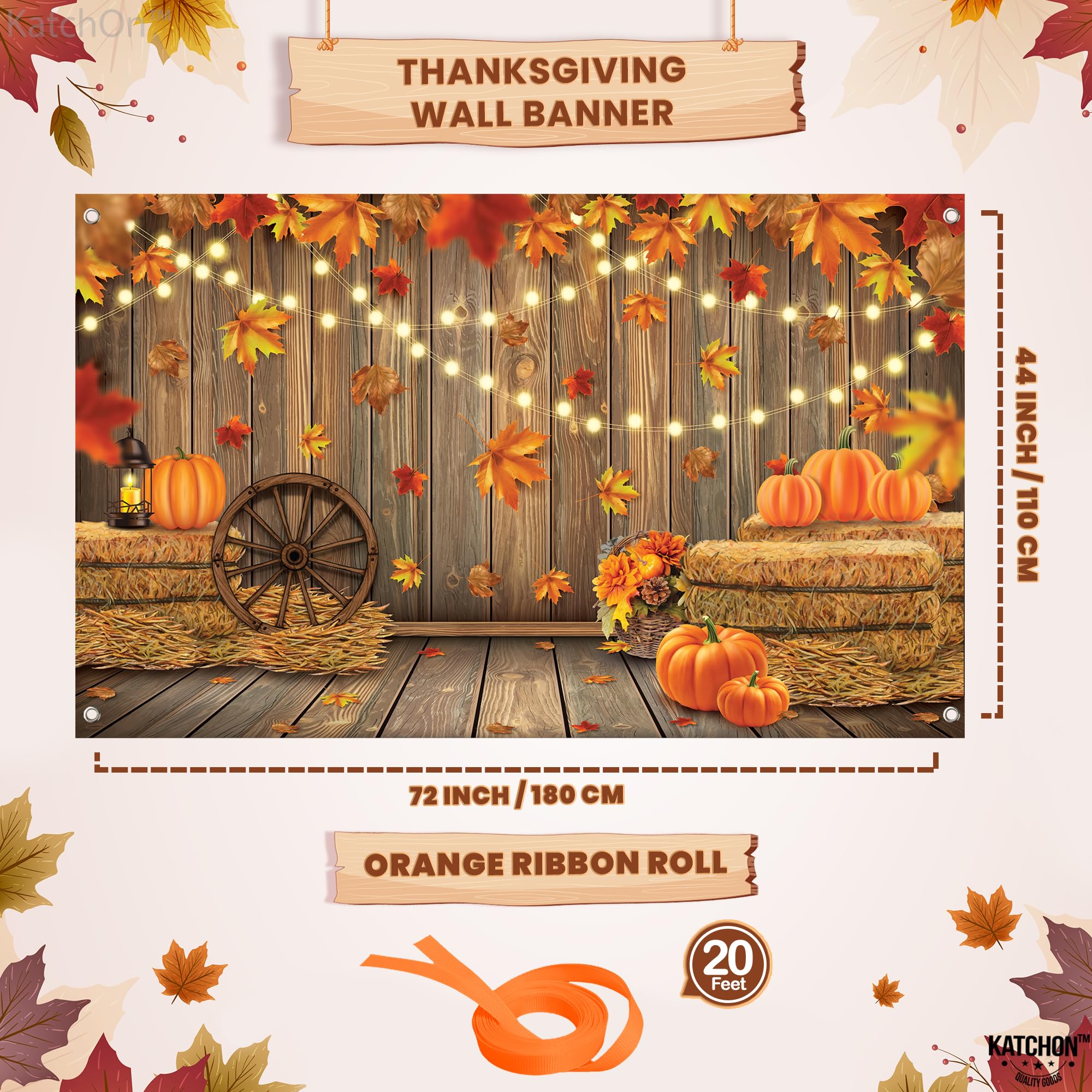 Katchon, Thanksgiving Banner   Xtralarge, 72X44 Inch | Fall Decorations For Home | Autumn Photo Backdrop, Thanksgiving Decoratio