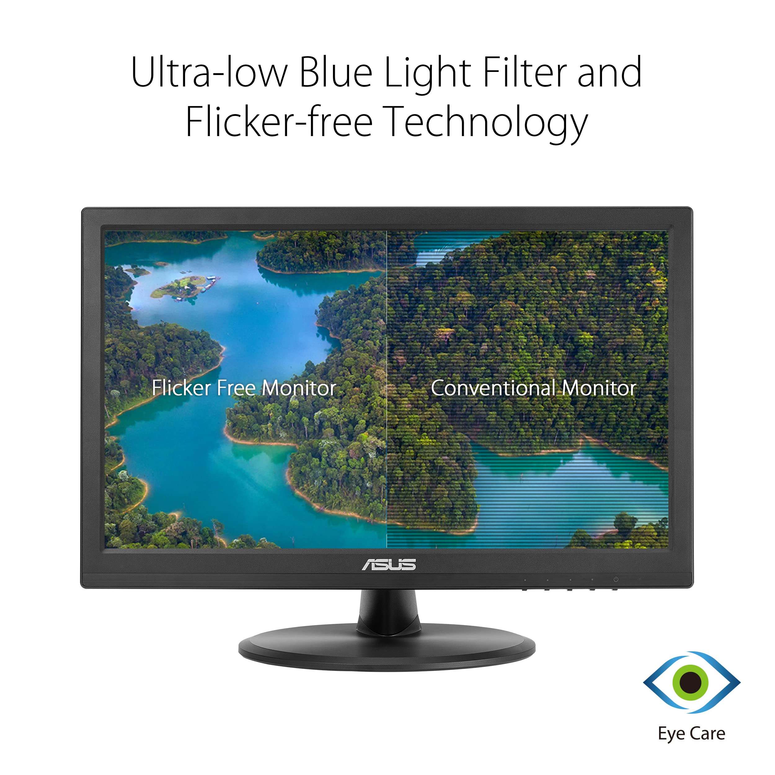 Asus Vt168Hr 15' Touch Monitor   15.6' 1366X768, 10 Point Touch, Hdmi, Flicker Free, Low Blue Light, Wall Mountable, Eye Care, V