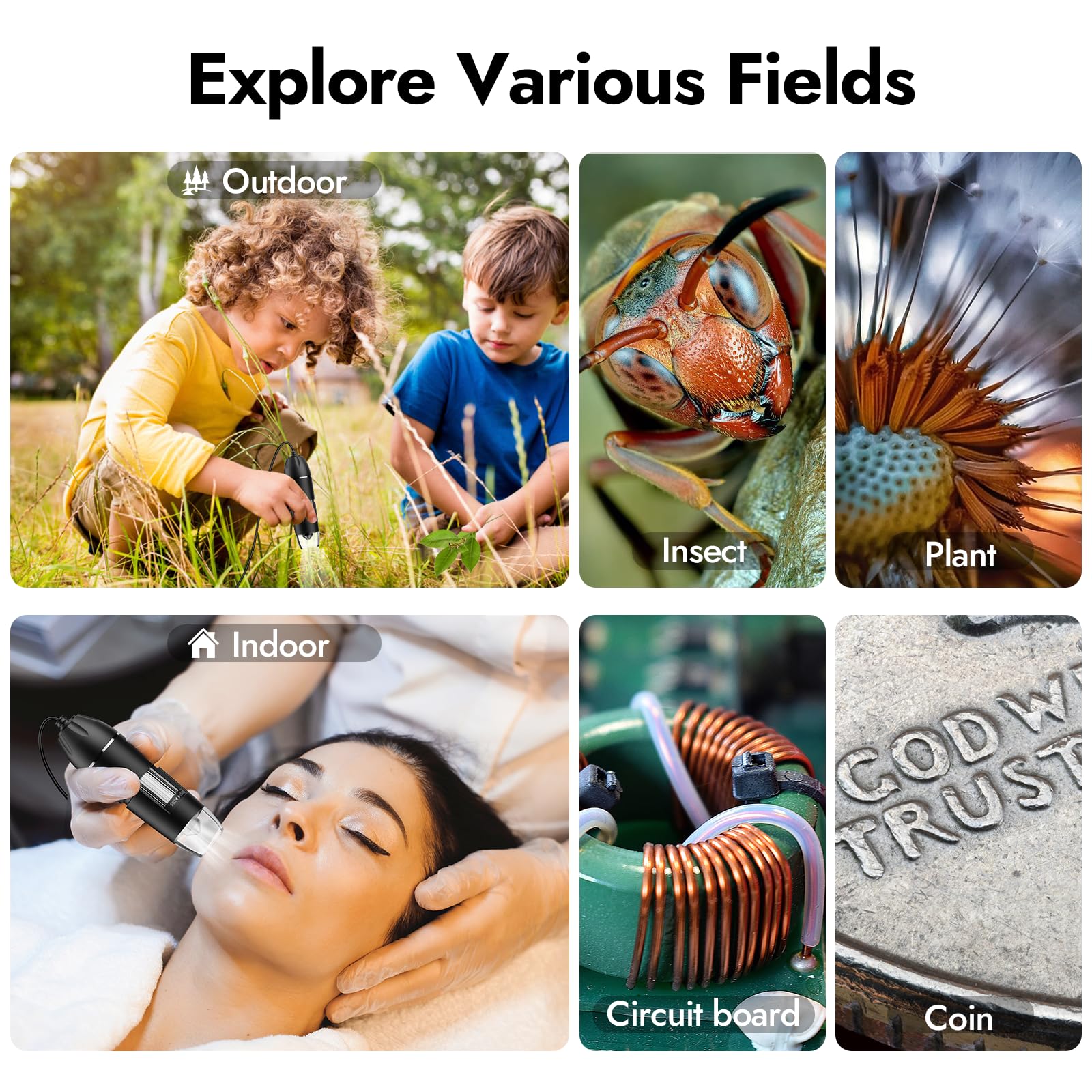 Leipan Digital Microscope, 50X 1600X Magnification Portable Usb Microscope With Adjustable Stand, Mini Microscope Camera Compati