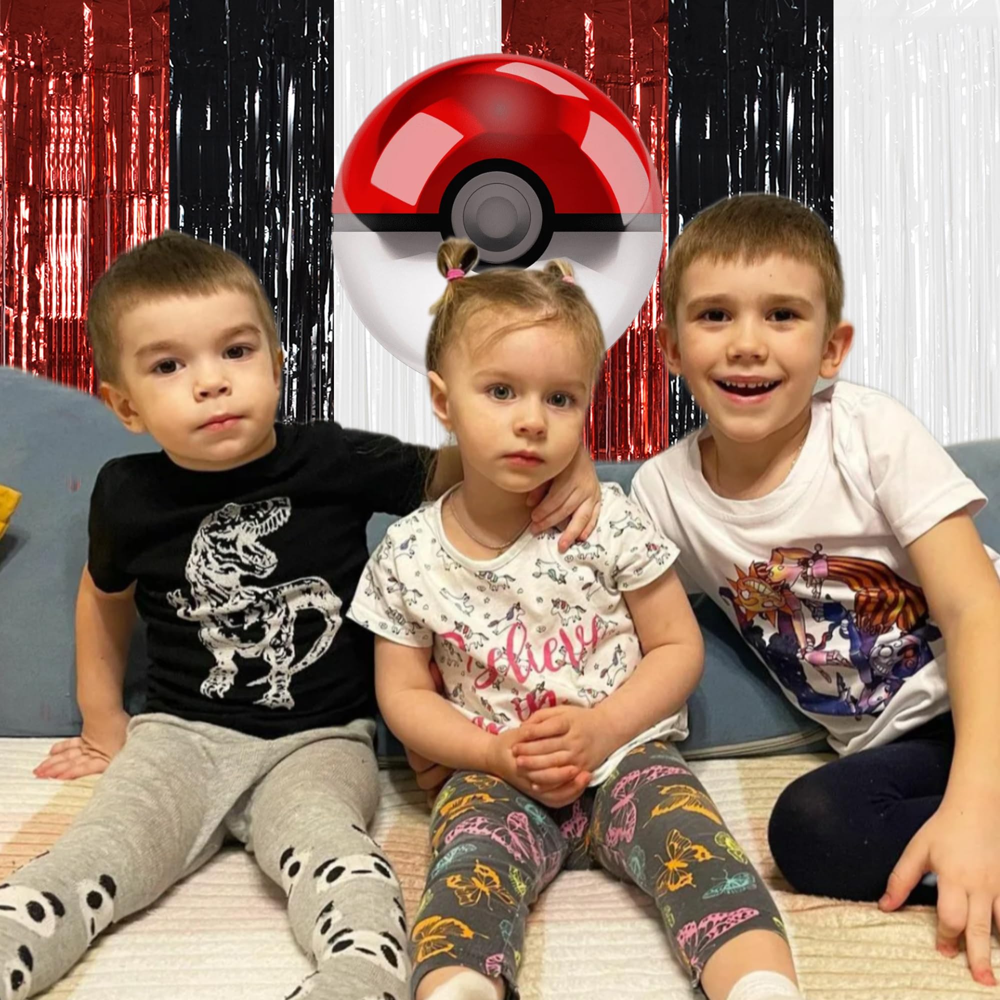 Toniful Black Red White Door Streamers,Black Red And White Photo Booth Backdrop Metallic Streamers Foil Fringe Curtain For Birth