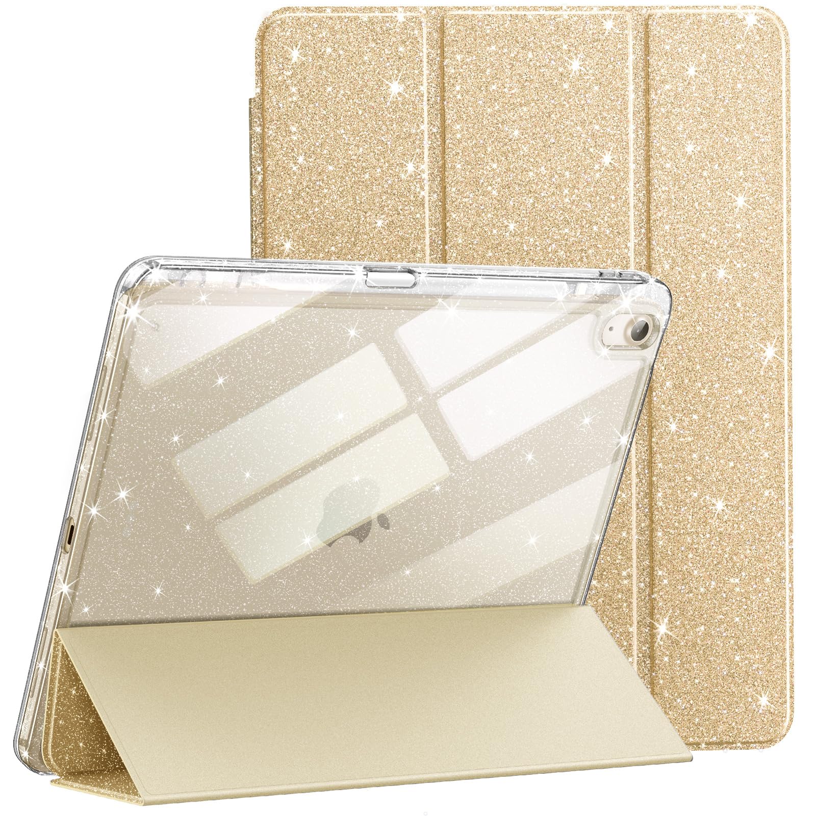 JETech Glitter Case for iPad Air 11-Inch M3/M2 (2025/2024), iPad Air 5/4 (2022/2020 5th/4th) with Pencil Holder, Cute Sparkly Sl