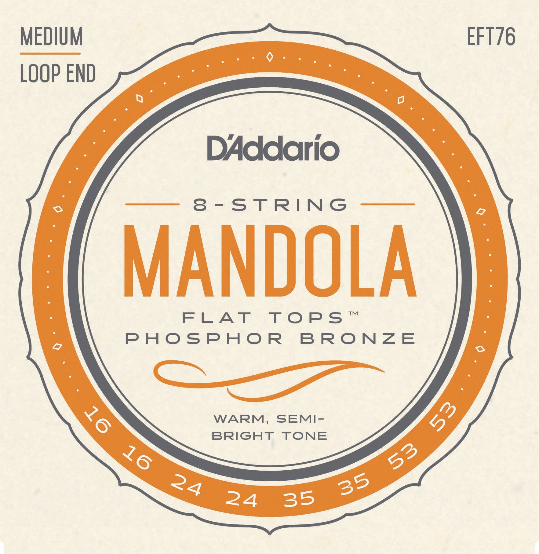 DAddario EFT76 Flat Tops Mandola Strings, Medium, 16-53