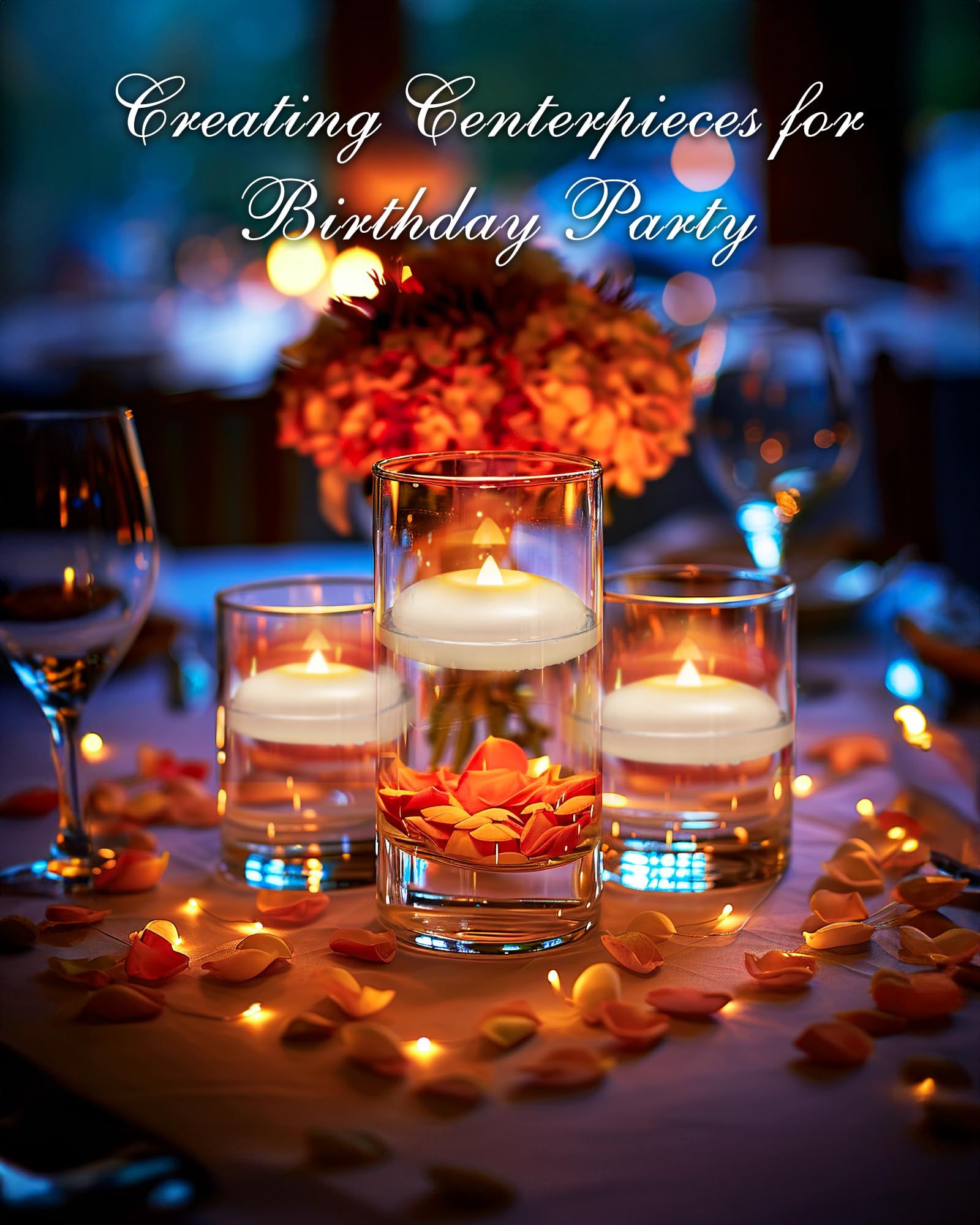 Homemory 3    Flameless Led Floating Candles, Battery Operated Flickering Waterproof Tealights For Cylinder Vases, Centerpieces