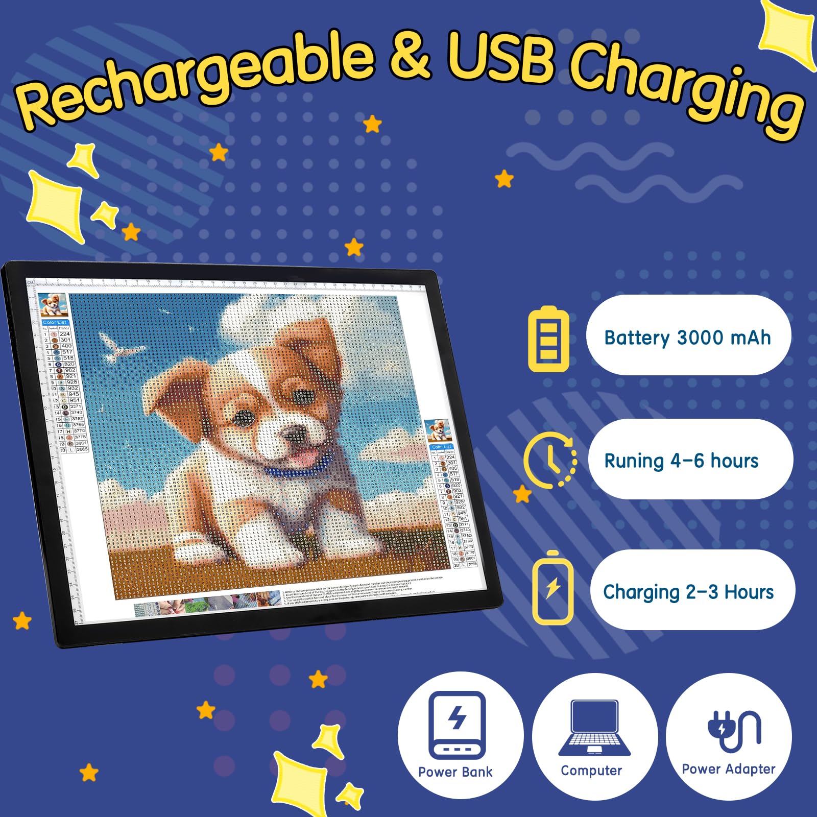 Keiwrlight Rechargeable A3 Light Table   Wireless Battery Light Box For Tracing 3 Colors 6 Levels Brightness Stepless Light Boar