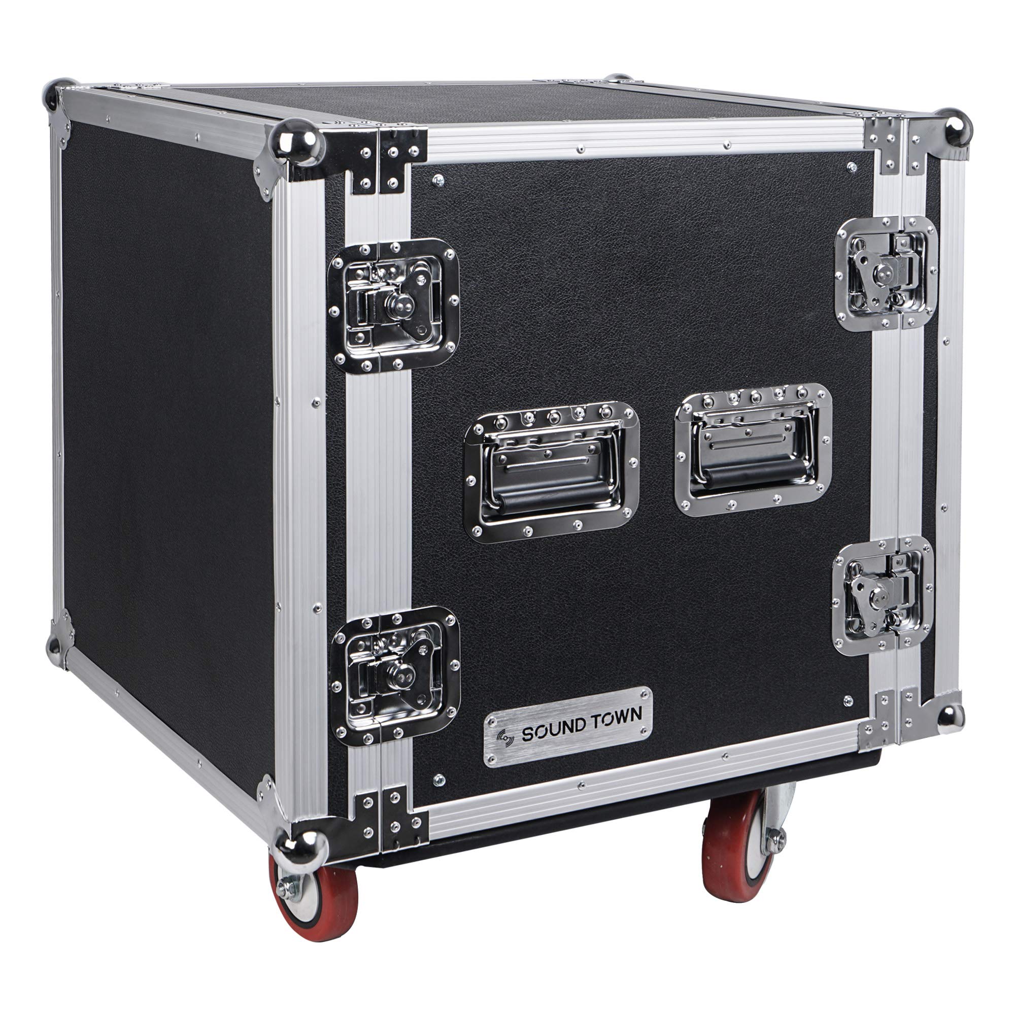 Sound Town 12U PA/DJ Rack/Road Case, 12Space, with 21 Rackable Depth, Casters, Plywood, Metal Ball Corners  Pro Tour Grade 