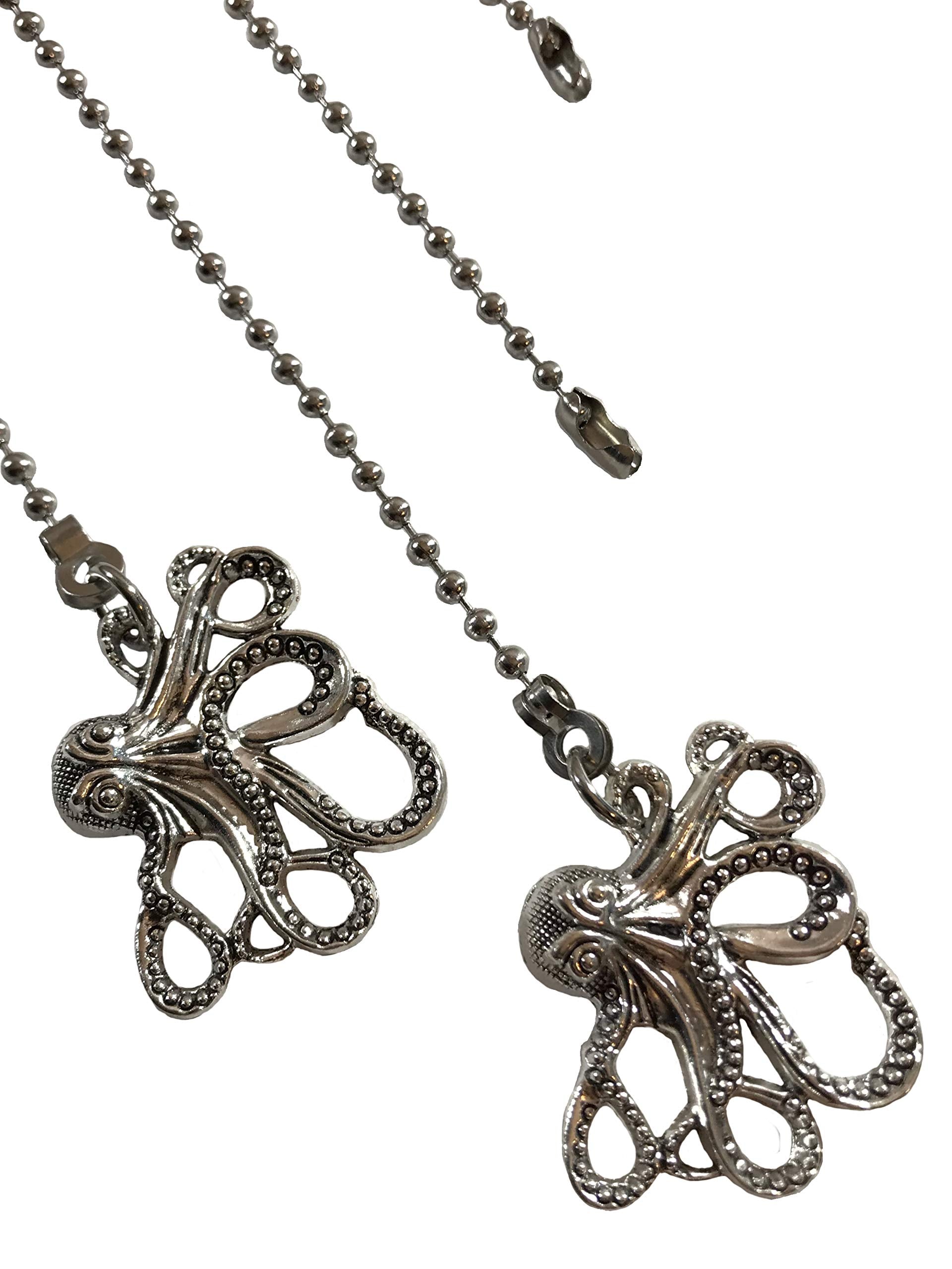 Octopus Fan Light Pull Chain Replacement Set Silver Tone 3.2Mm