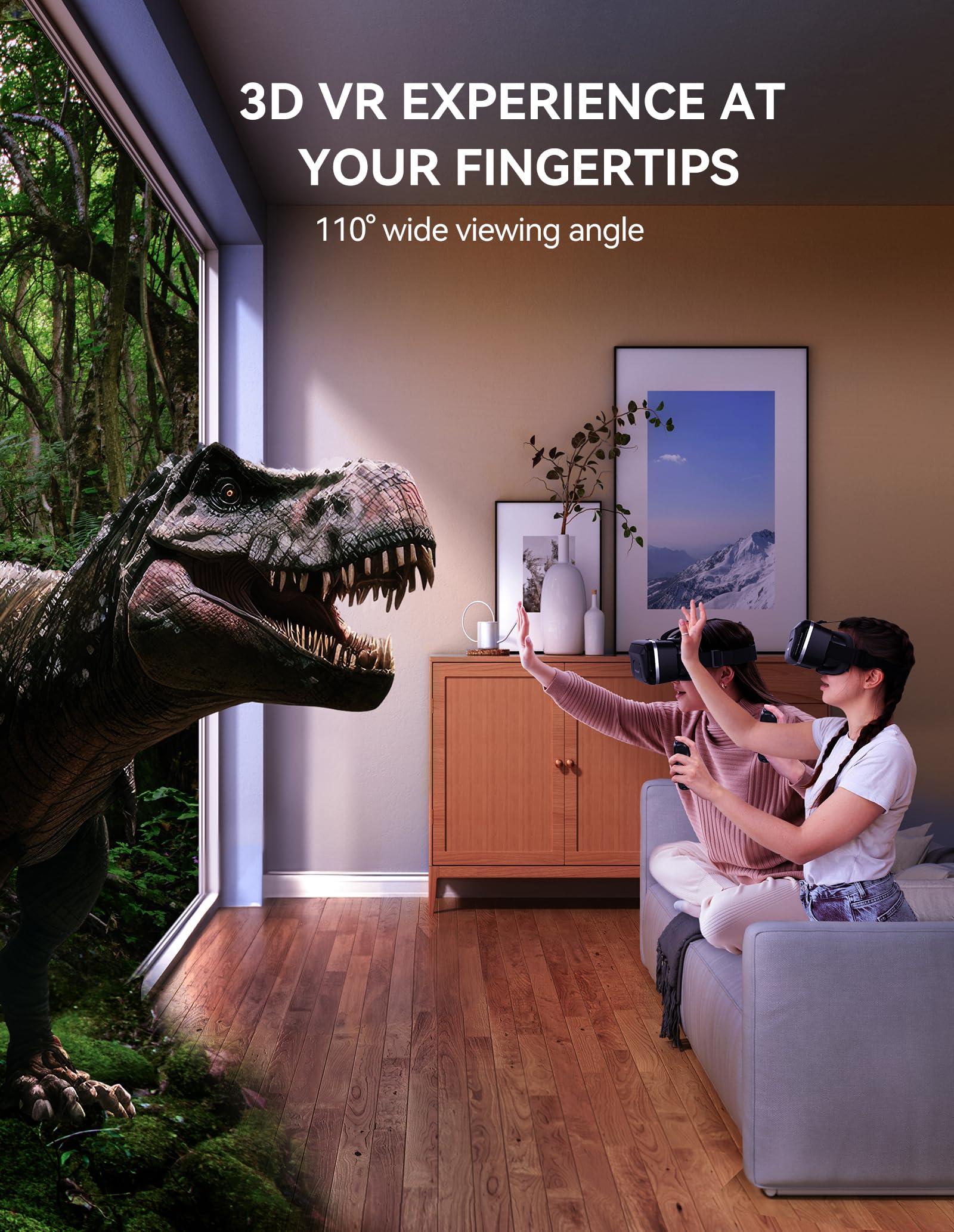 Tecknet Vr Headset For Phone With Bluetooth Controller, 4.7-7.2'' Vr Headsets With Hd 110Fov Anti-Blue Light Lenses & Adjustable