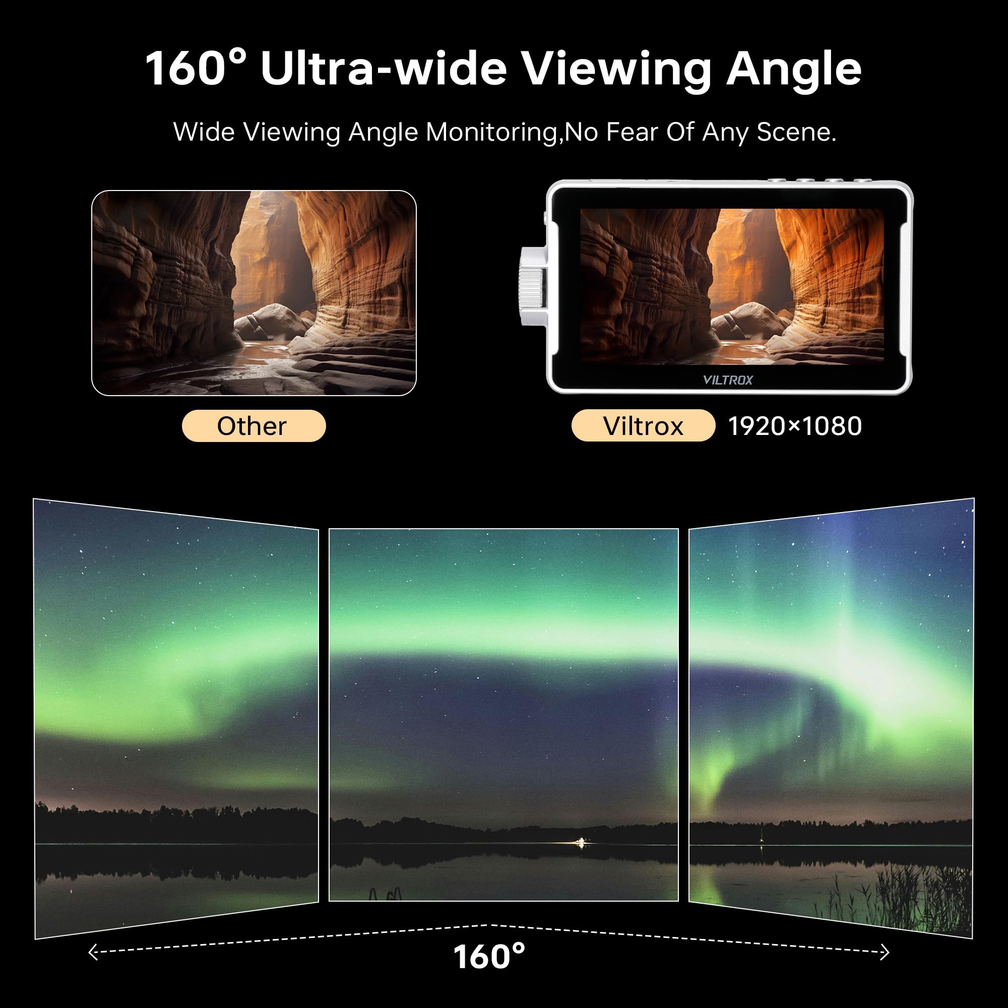 Viltrox Dc V1 Touchscreen Camera Video Monitor, 5.5 Inch 4K Hdmi In/Out Video Field Monitor Kit With Sunshade Hood, Support Batt