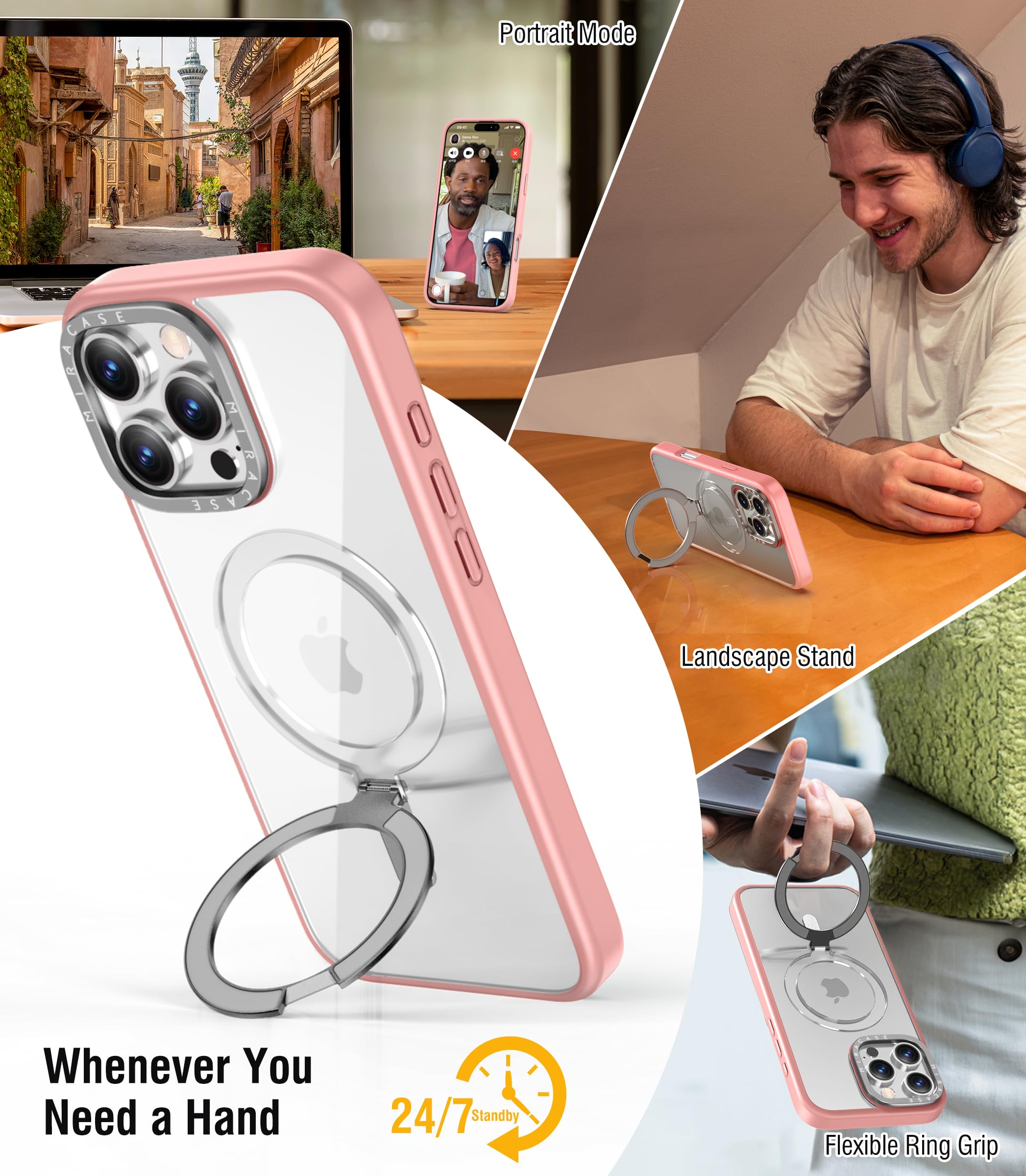 Miracase 2024 Magnetic For Iphone 16 Pro Max Case With Stand 6.9'' [Compatible With Magsafe] Shockproof Phone Case For Iphone 16