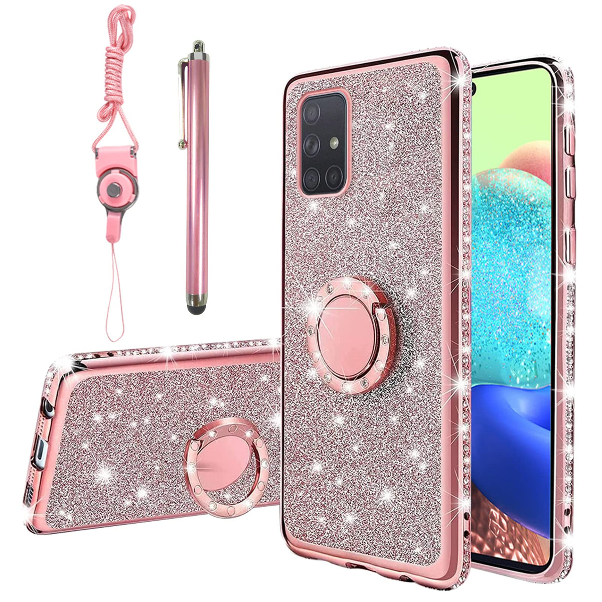 Kudini For A71 5G Phone Case, Samsung A71 5G Case For Women Glitter Crystal Soft Clear Tpu Luxury Bling Cute Protective Cover Wi