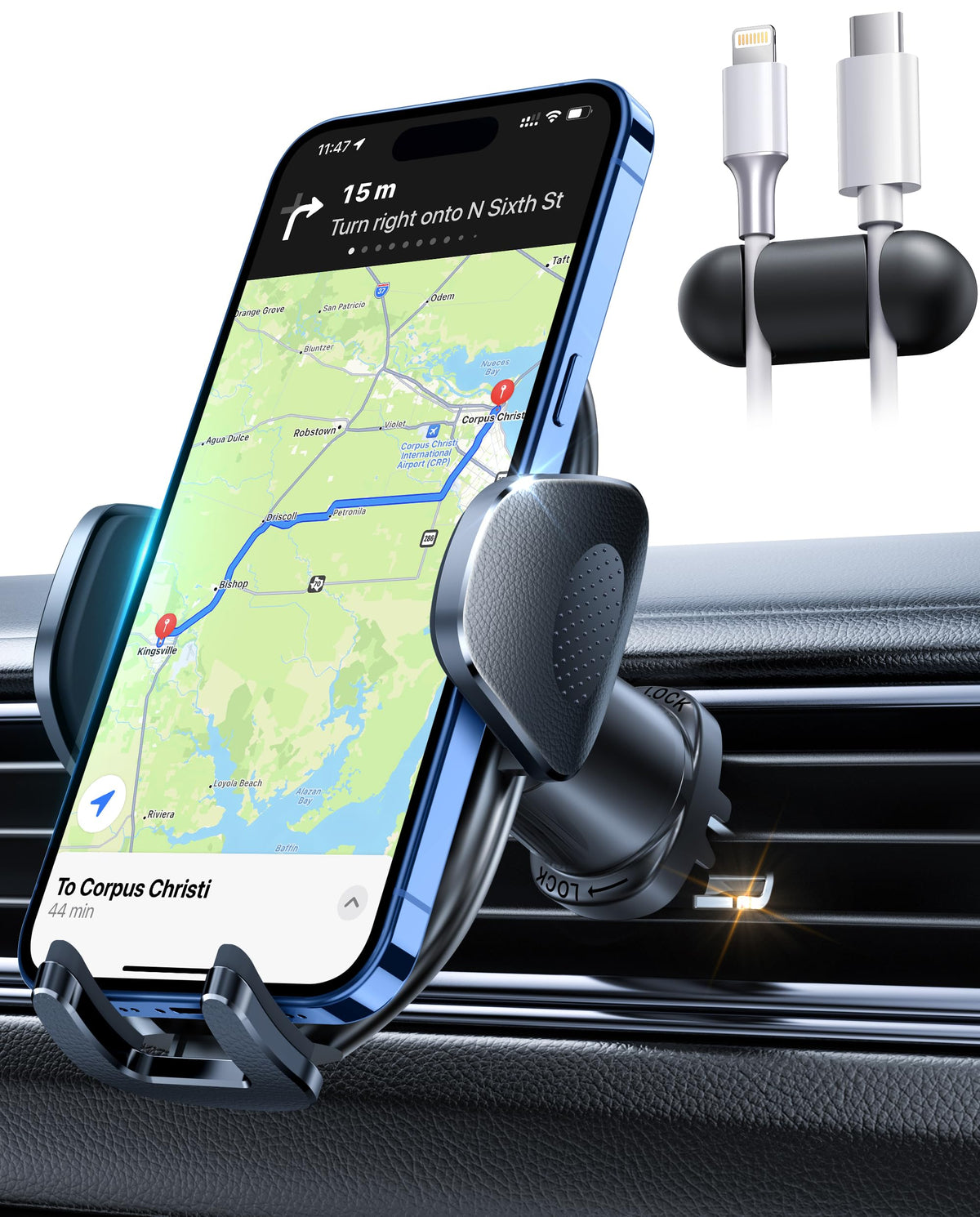 Htu Pro Car Cell Phone Holder For Air Vent,?Immediate & Lasting Stability? Sleek Anti Shake Phone Mount Safe Driving, 360Adjusta