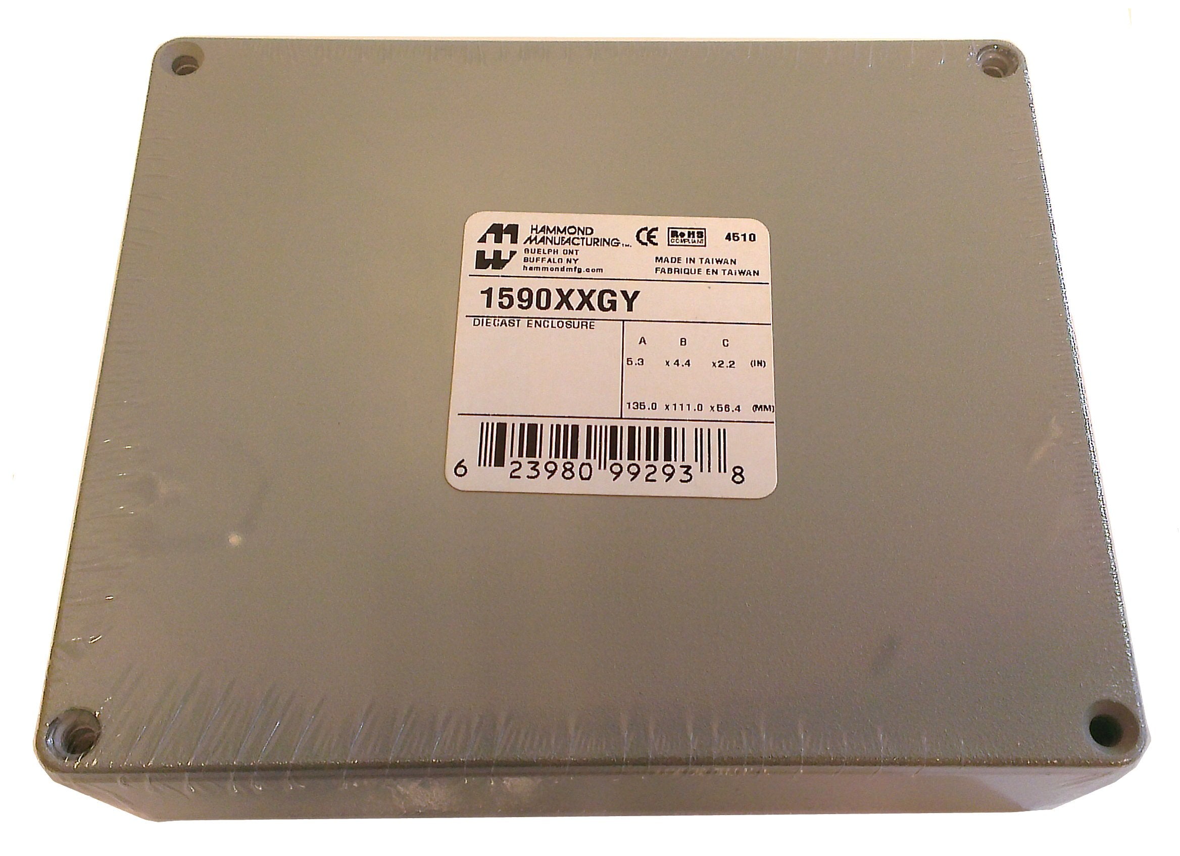 Hammond 1590Xxgy Gray Diecast Aluminum Enclosure   Inches (5.72'' X 4.77'' X 1.39'') Mm (145Mm X 121Mm X 35Mm)