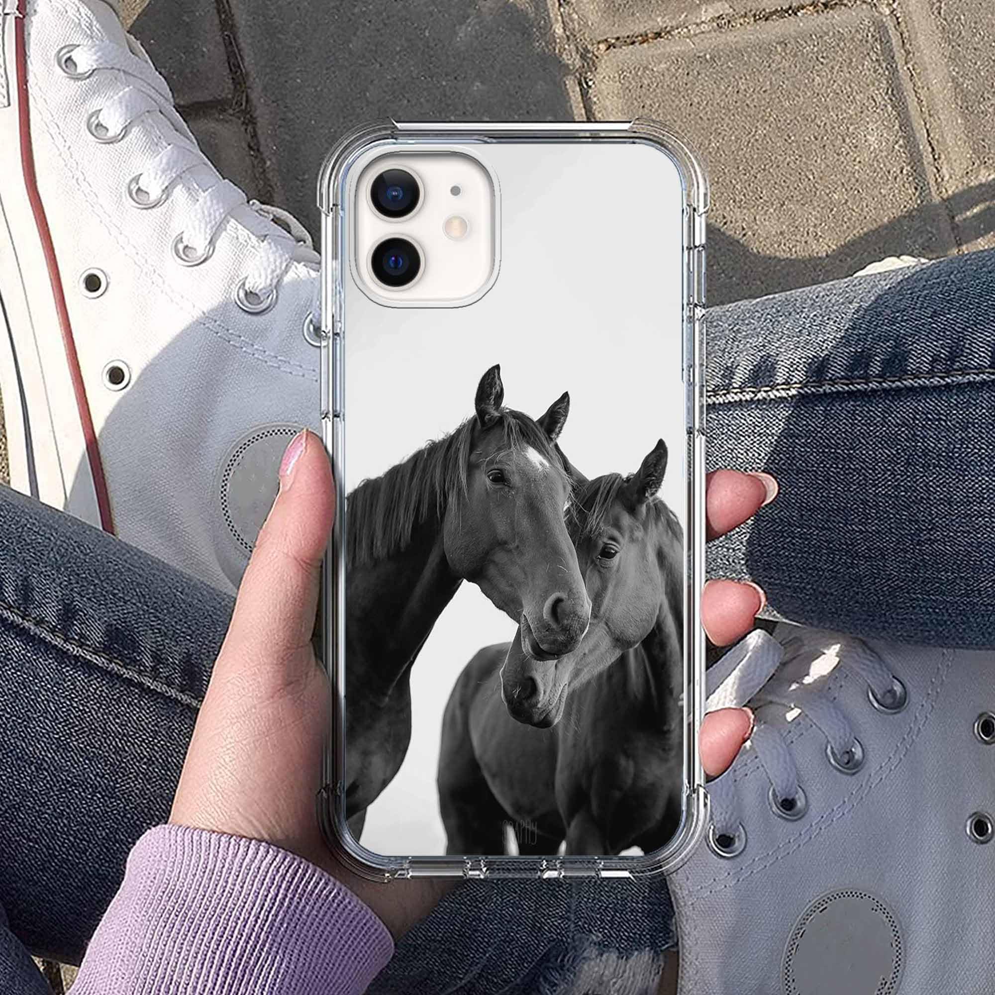 Aossxin Horse Lovers Phone Case Compatible With Iphone 12,Aesthetic Cute Animals Pattern,Soft Tpu Bumper Case For Iphone 12