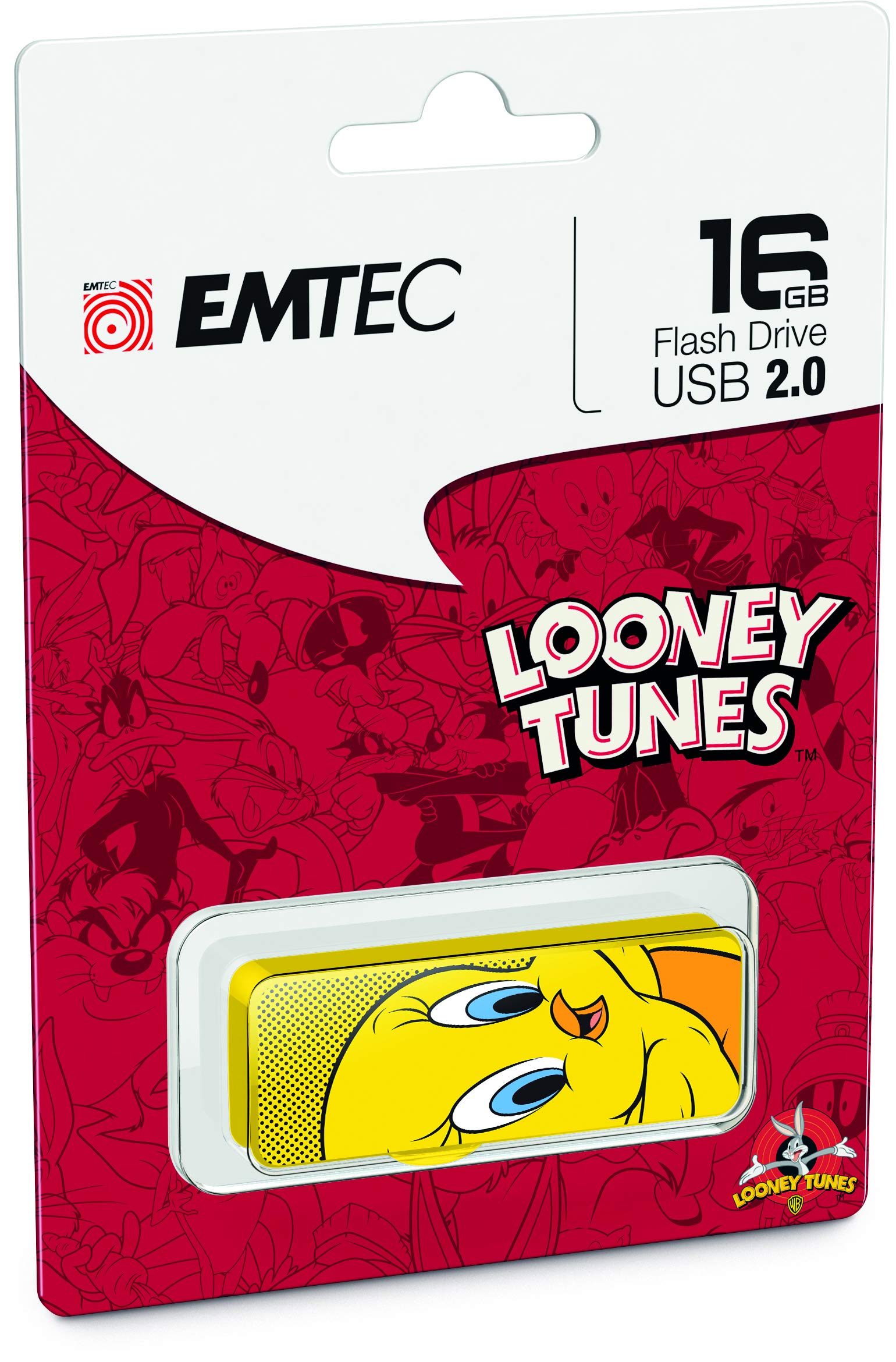 Emtec M700 Flash Drive, 16GB, Tweety Bird USB 2.0 Capless Slide-Open System