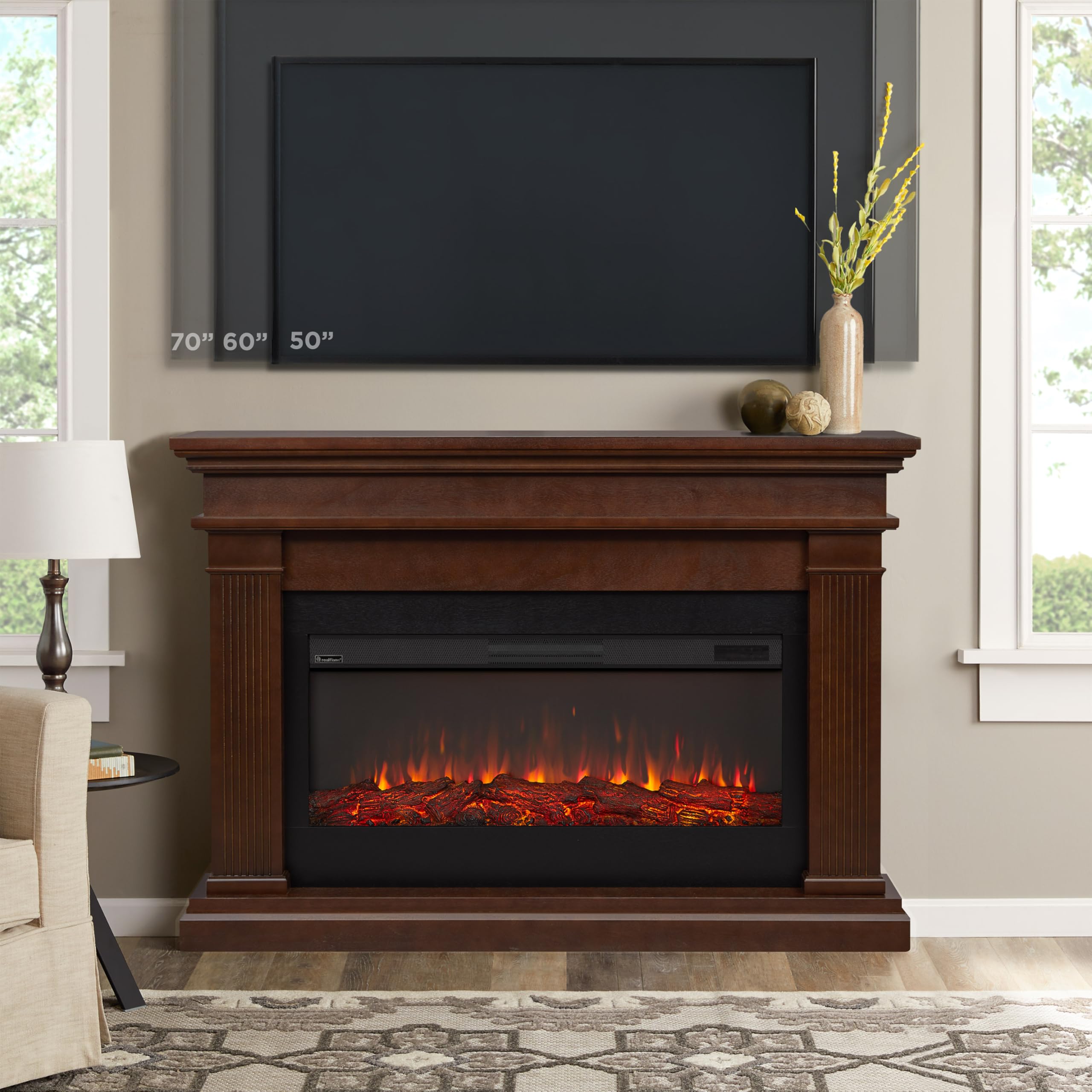 Beau 59'' Landscape Electric Fireplace In Dark Walnut By Real Flame