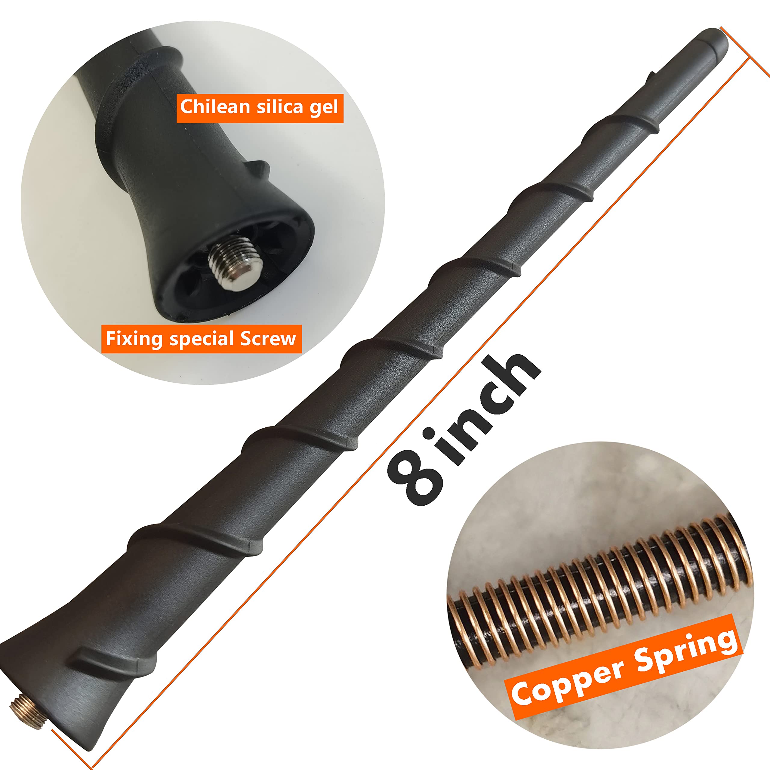 Rubber Antenna For Jeep Renegade (2015 2022), Jeep Renegade Antenna   Car Wash Proof, 8 Inch Internal Copper Coil Antenna Mast R