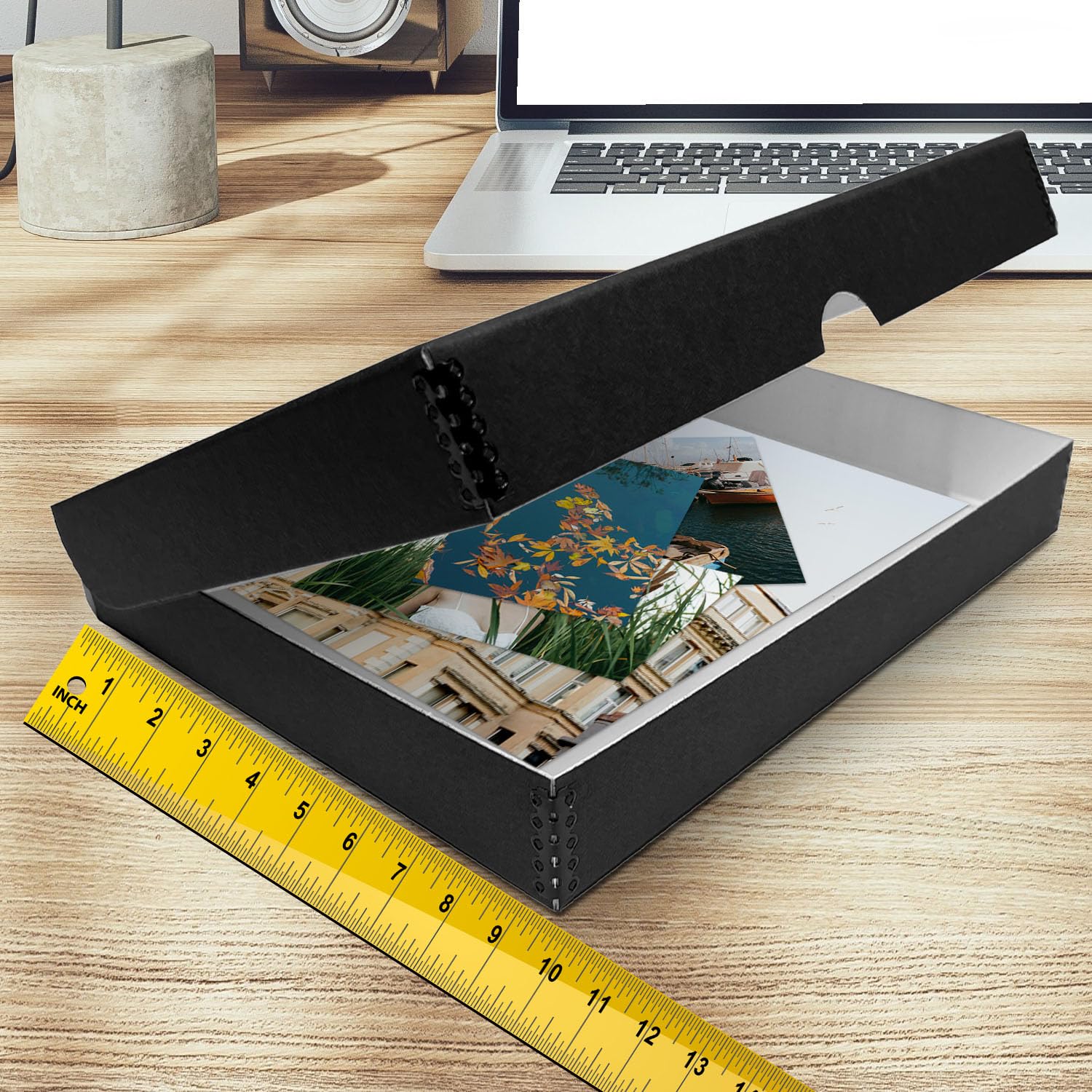 Golden State Art, Archival Folio Storage Box 9X12, Clamshell Design With Metal Edge, Preserve And Store Photos Documents Cards Prints Arts And Crafts Diy, Black