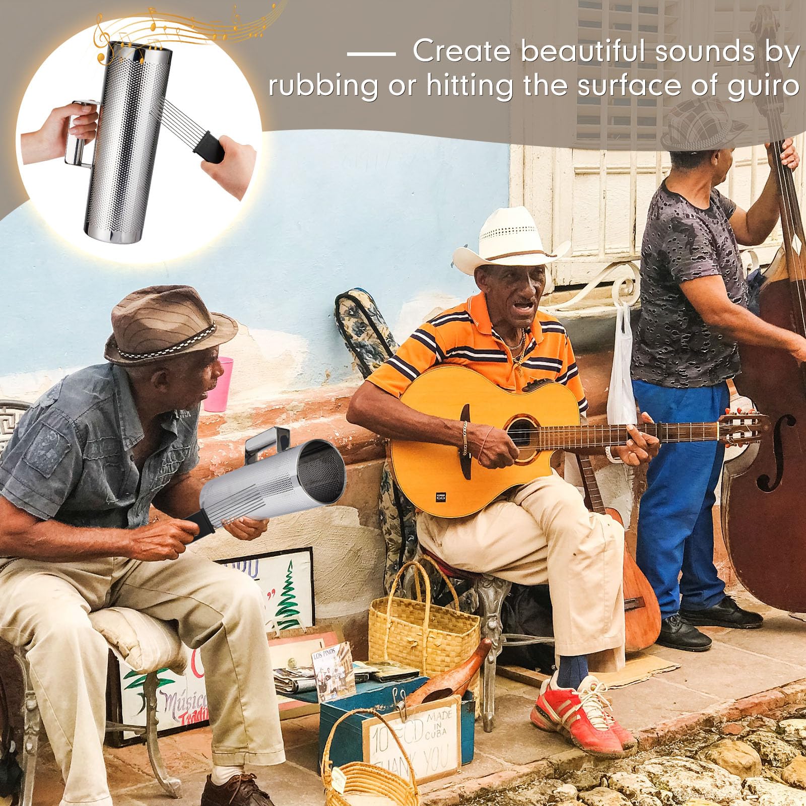 Kathfly 4 Pcs Guiro Instrument Metal Stainless Steel Musical Latin Percussion Training Tool With Scrapers For Live Performance(4