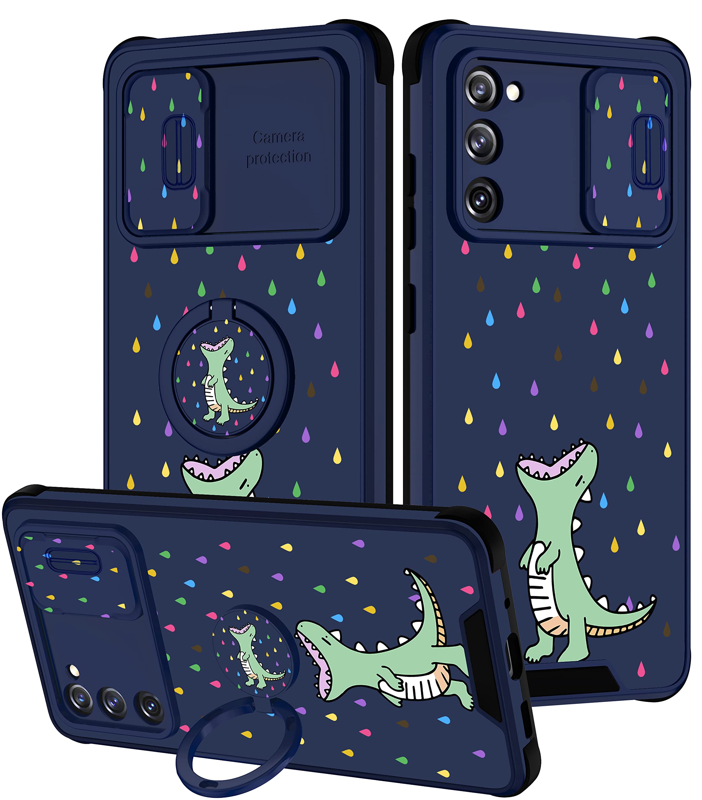 Goocrux [2In1 For Samsung Galaxy S20 Fe 5G Case Dinosaur For Women Girls Cute Cartoon Phone Cover With Slide Camera Cover+Ring H