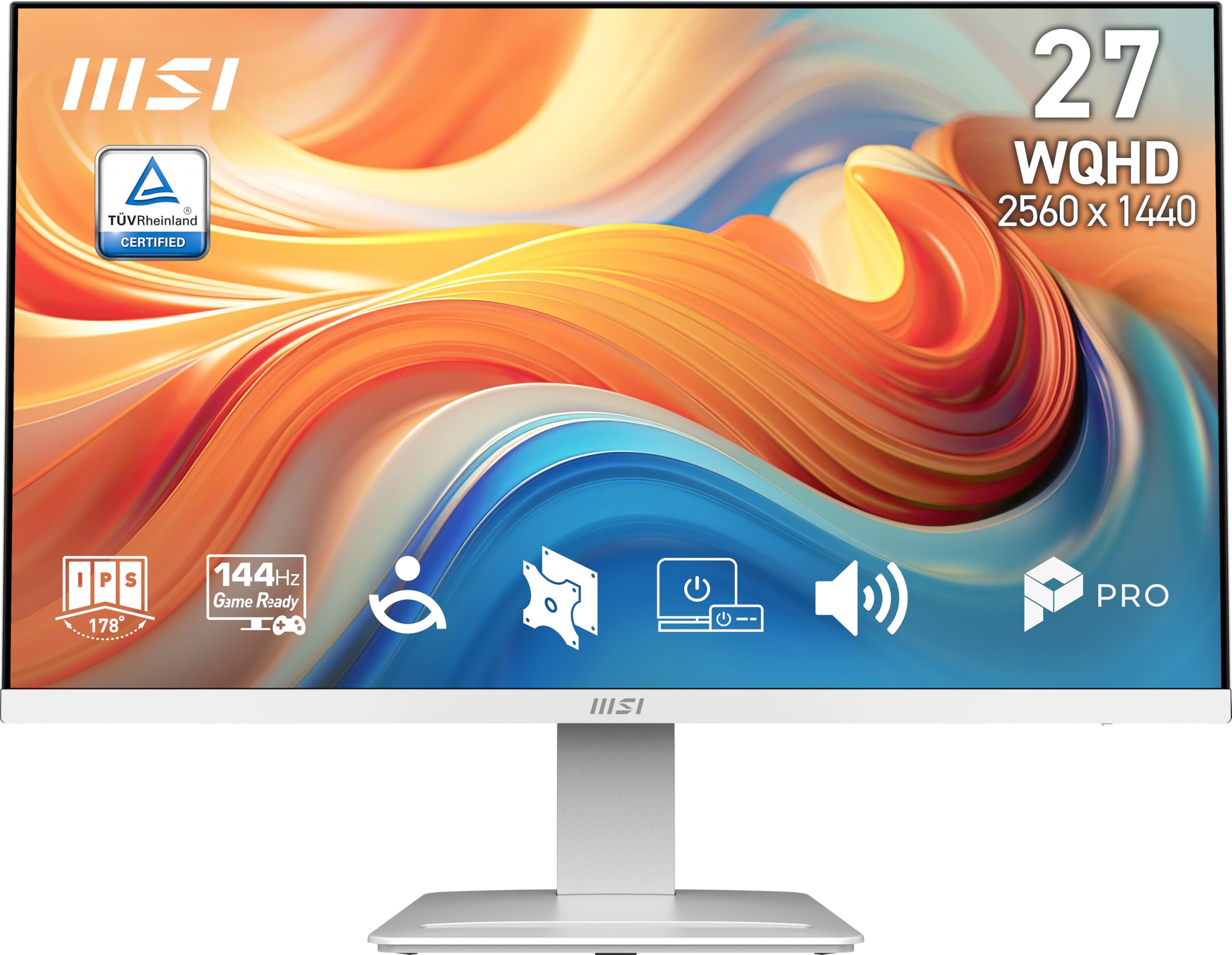 msi PRO MP273QW E14 27-inch IPS 2560 x 1440 (QHD) Computer Monitor, 144Hz,Free-Sync, HDMI, DP Port, VESA Mountable, Tilt, Speake